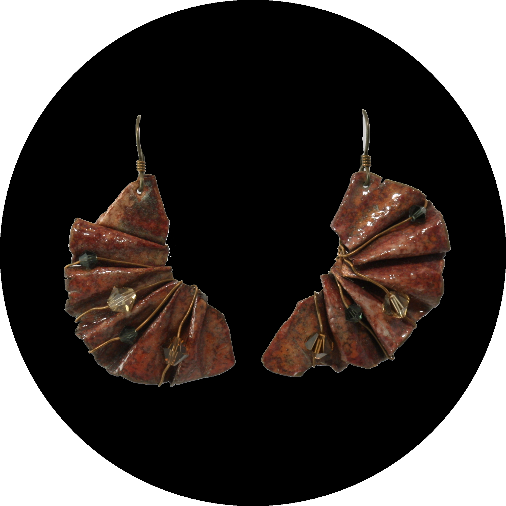 ENAMELED FOLDED COPPER EARRINGS