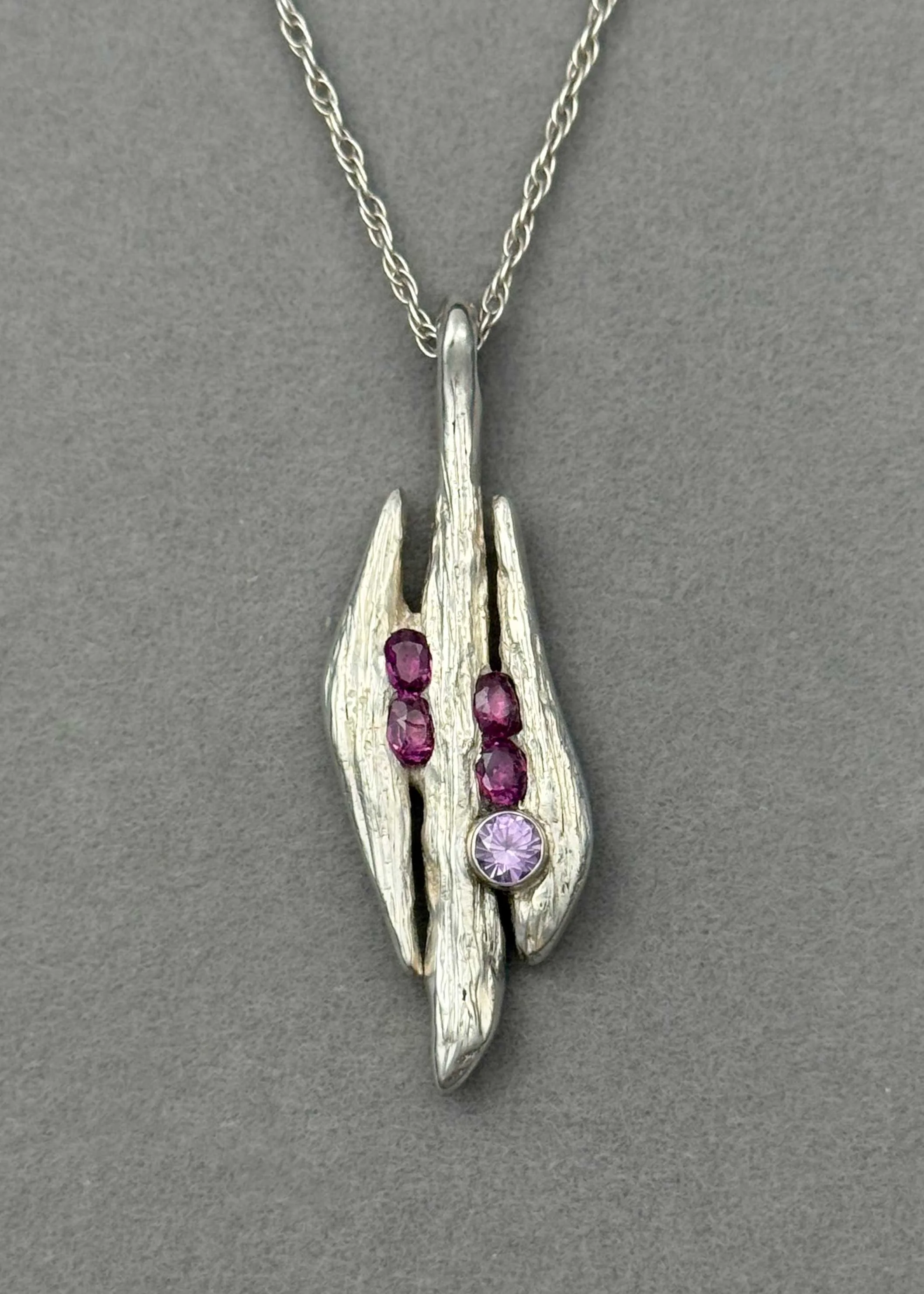 Garnet and Amethyst Abstract Pendant