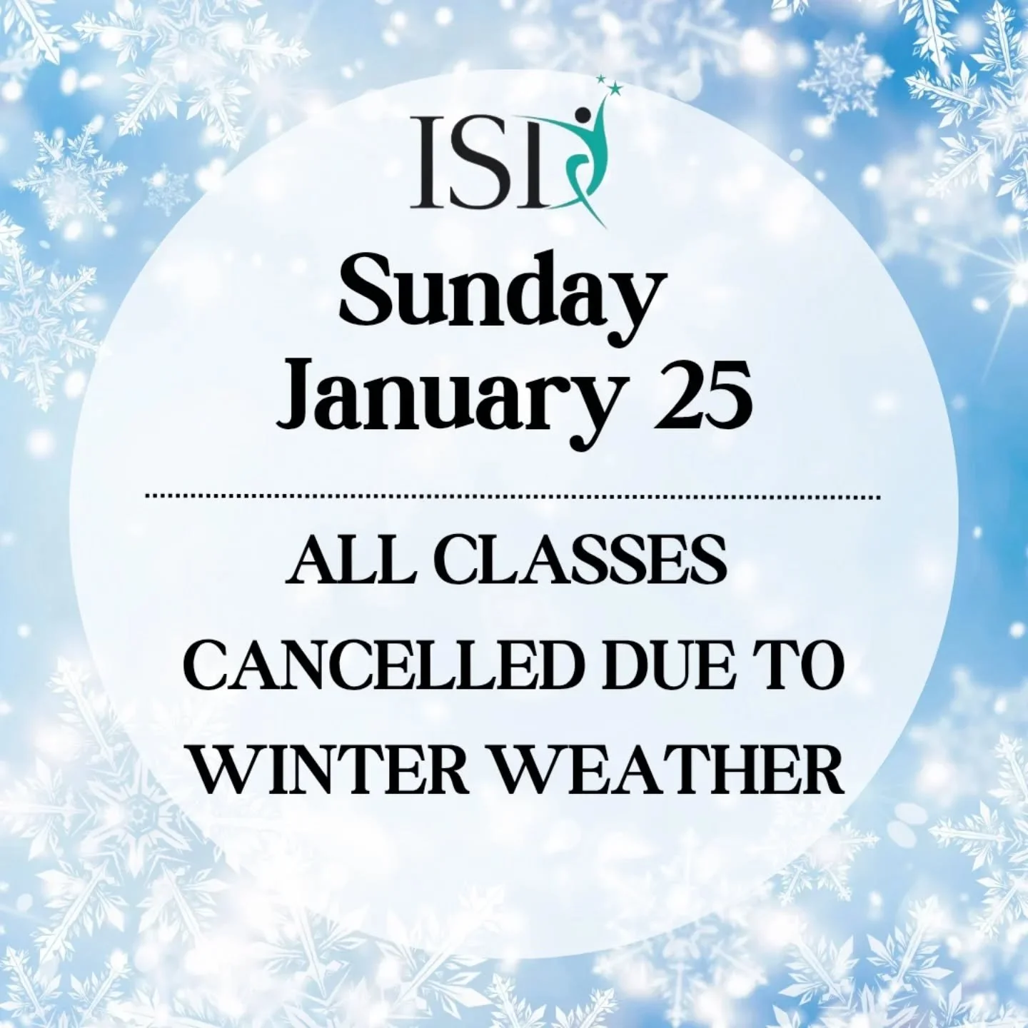 SUNDAY 1/25 🌨️
All classes and the K-Pop party have been cancelled due to the winter storm. Families, please check your emails for more info &amp; stay safe and warm today.