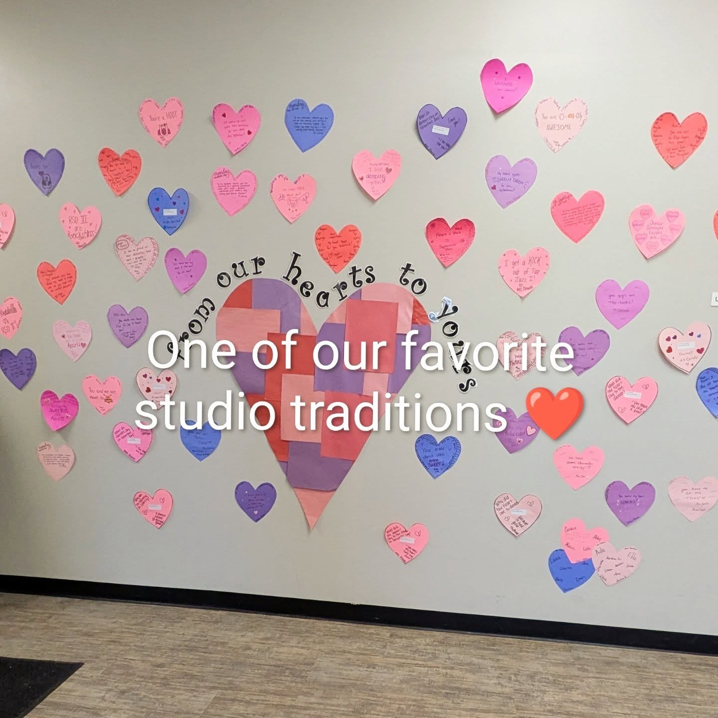 From our hearts to yours 💕

Every February, our teachers write notes to each class and the waiting room fills with love. It's one of our favorite traditions. 

From encouragement and inspiration, to inside jokes and proud moments...just a little rem