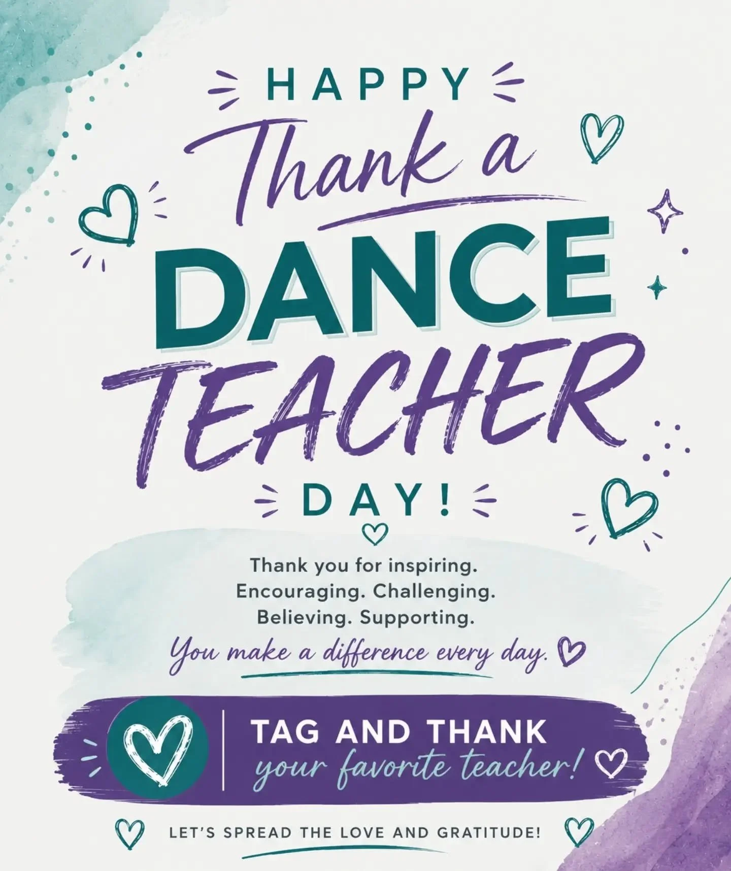 Today we&rsquo;re celebrating the teachers who inspire confidence, encourage growth, and help our dancers shine ✨💜

From first steps to standing ovations, dance teachers do so much more than teach choreography. They build friendships, create memorie