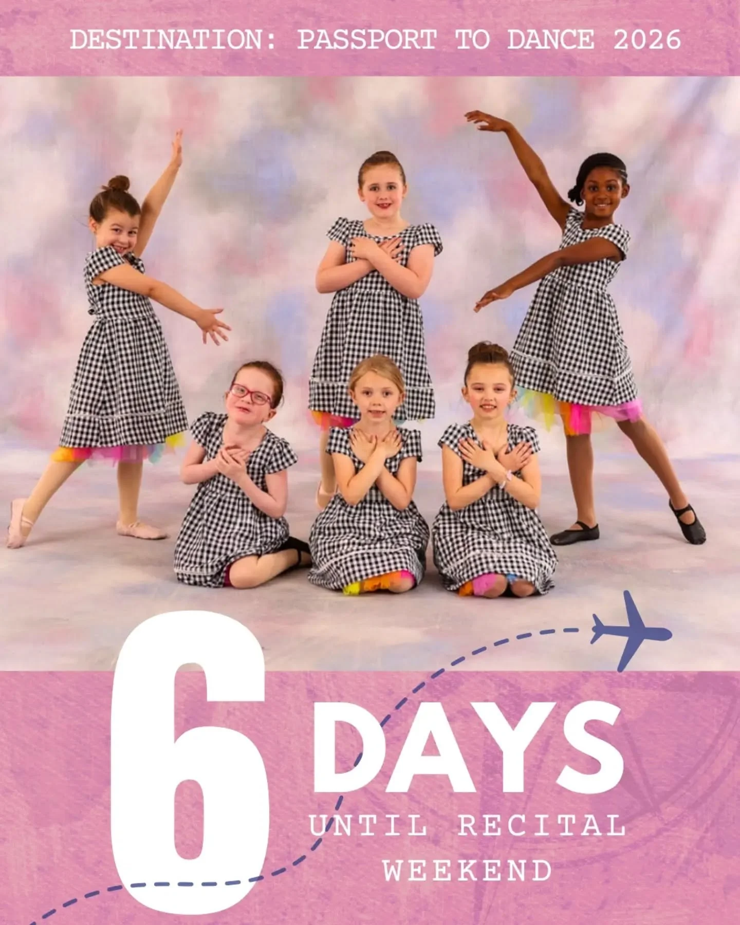 ✈️ Passport to Dance 2026 is almost here!

As we get closer to recital weekend, we&rsquo;ll be sharing a few tips, reminders, and &ldquo;travel essentials&rdquo; to help your dancer feel confident and prepared for takeoff. 

Didn't forget these recit