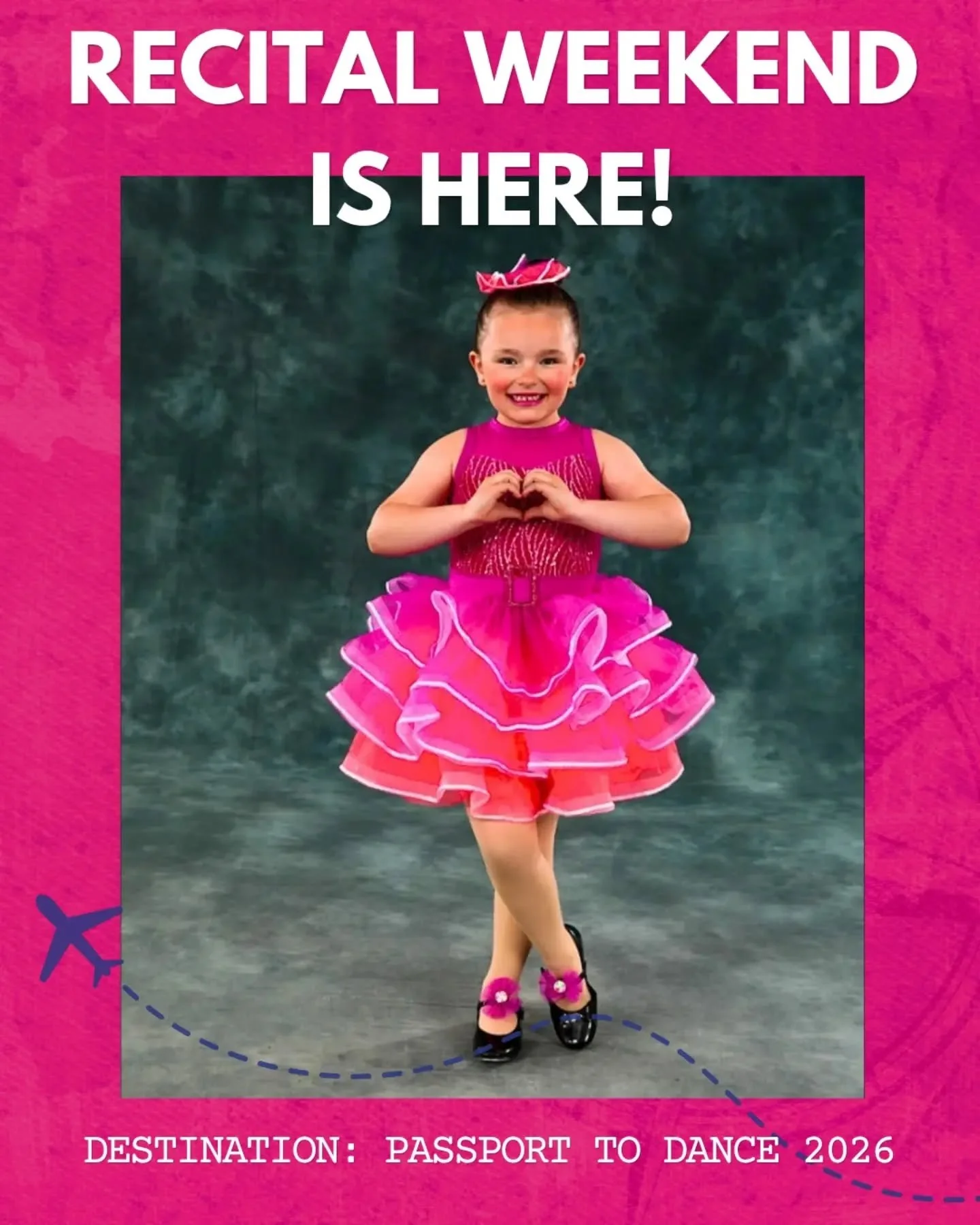 ✈️ The wait is over...Recital Weekend is here! 🌍🩰

Today we kick things off with our Competition Showcase, featuring solos, duets, and trios from our competition team dancers. Then the adventure continues all weekend long as our dancers take the st