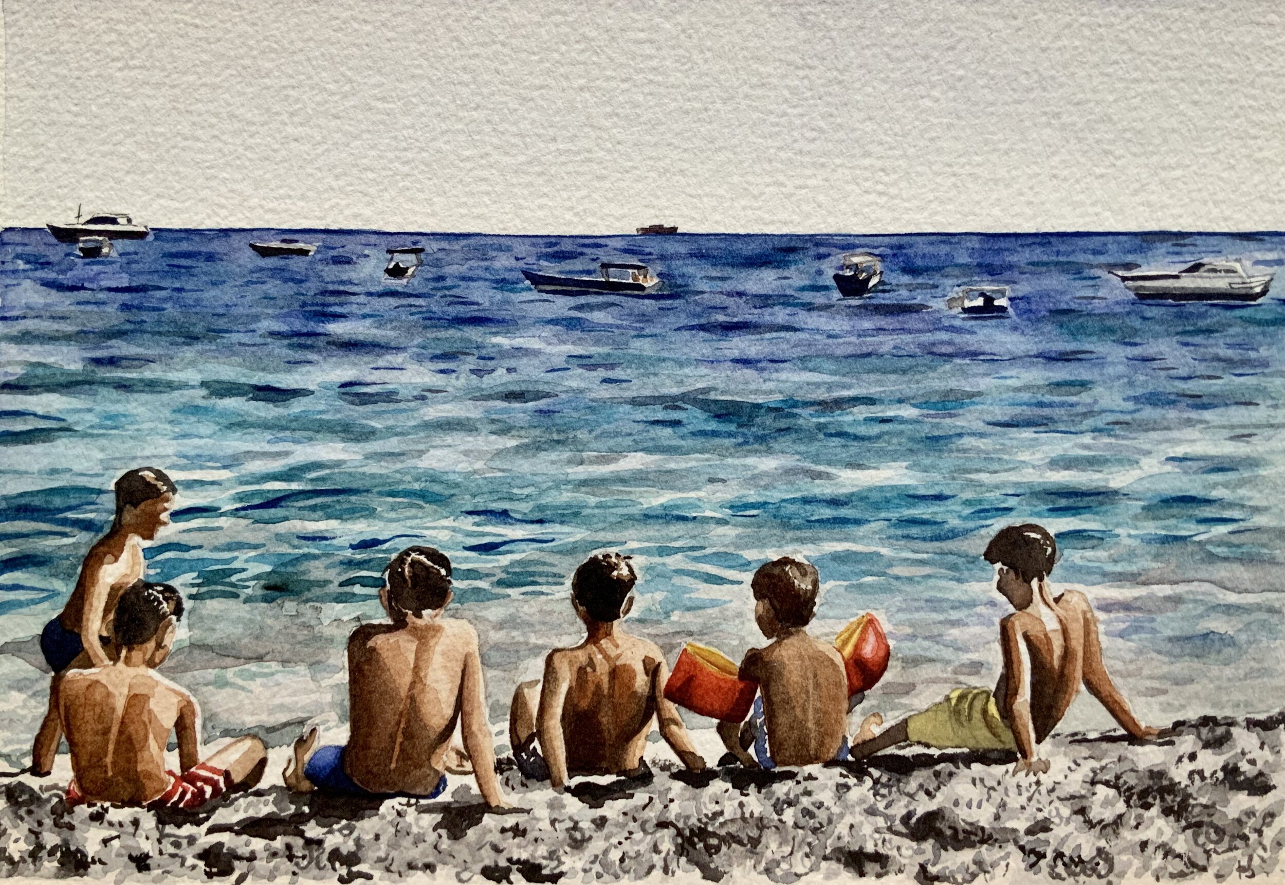 Boys on the beach, Positano (after Sarah) 	2019