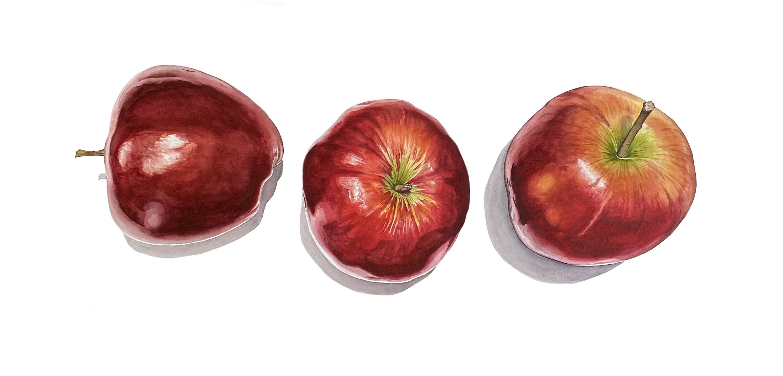 Three red apples