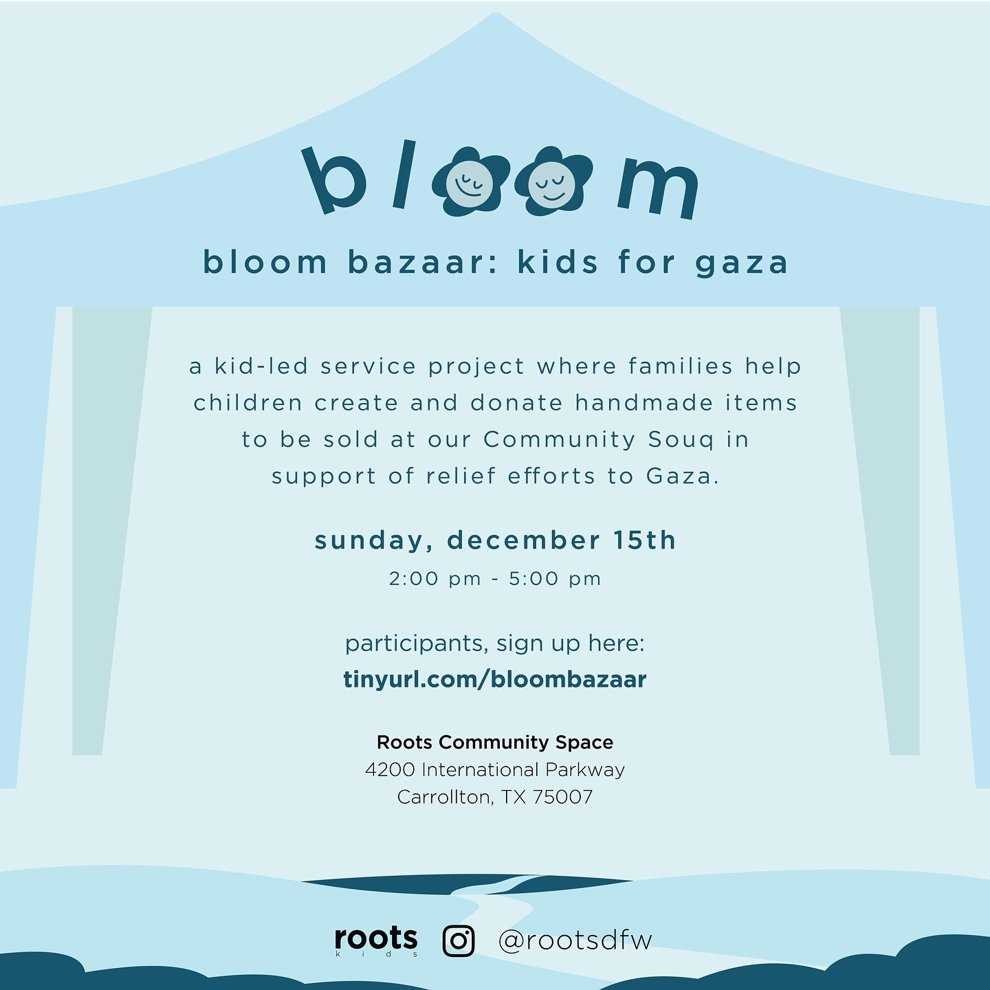 Calling all creative kiddos!! We are excited to announce the very first Bloom Bazaar&mdash; by kids, for all! The Bloom Bazaar will be run alongside the Roots Community Souq: parents and children are encouraged to work together to create handmade ite