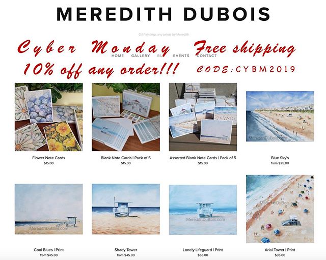 Cyber Monday deals. Free shipping and 10% off any order over $30. Use coupon code CYBM2019. Happy holidays everyone. #cybermonday #painting #art #beachlife #beach #artoftheday #holidayshopping #oilpainting #holidaydeals #beachart