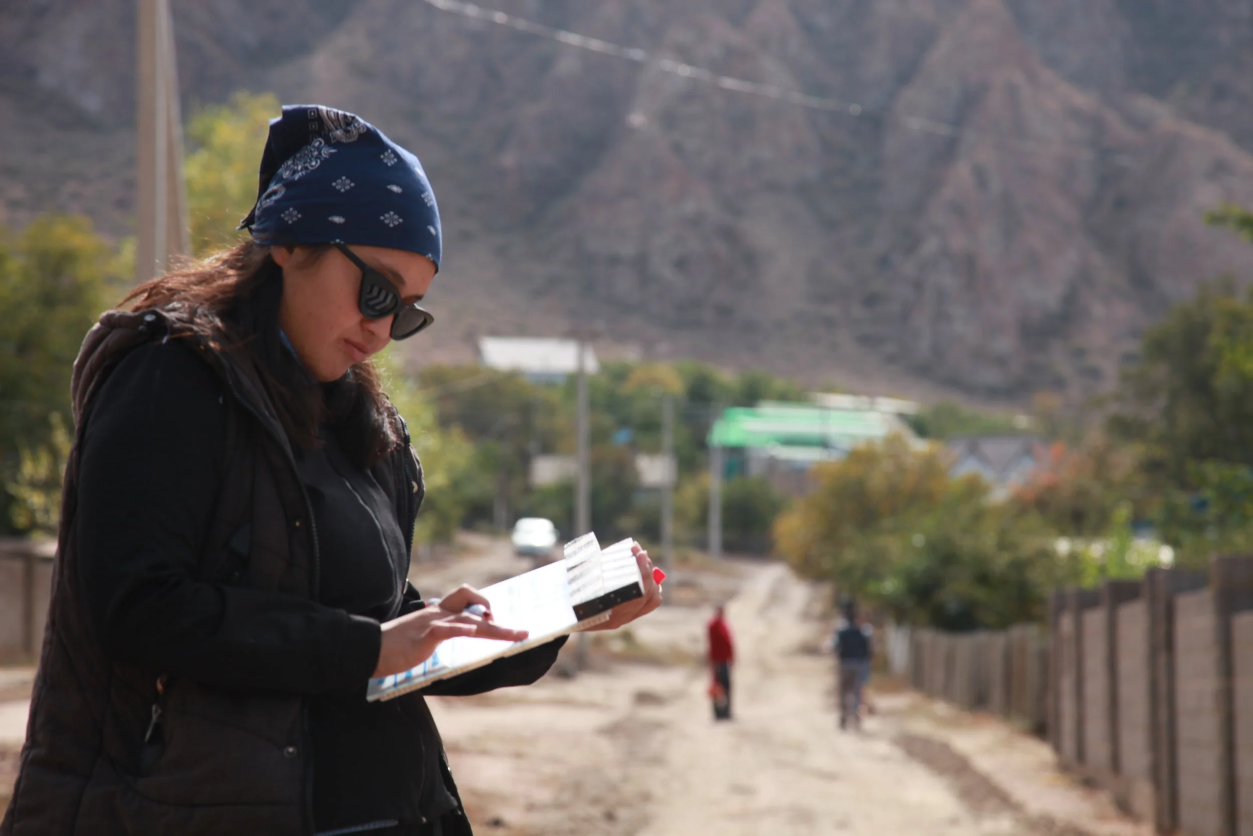 Casting director Umsunay Musaeva during a break in filming of “155”