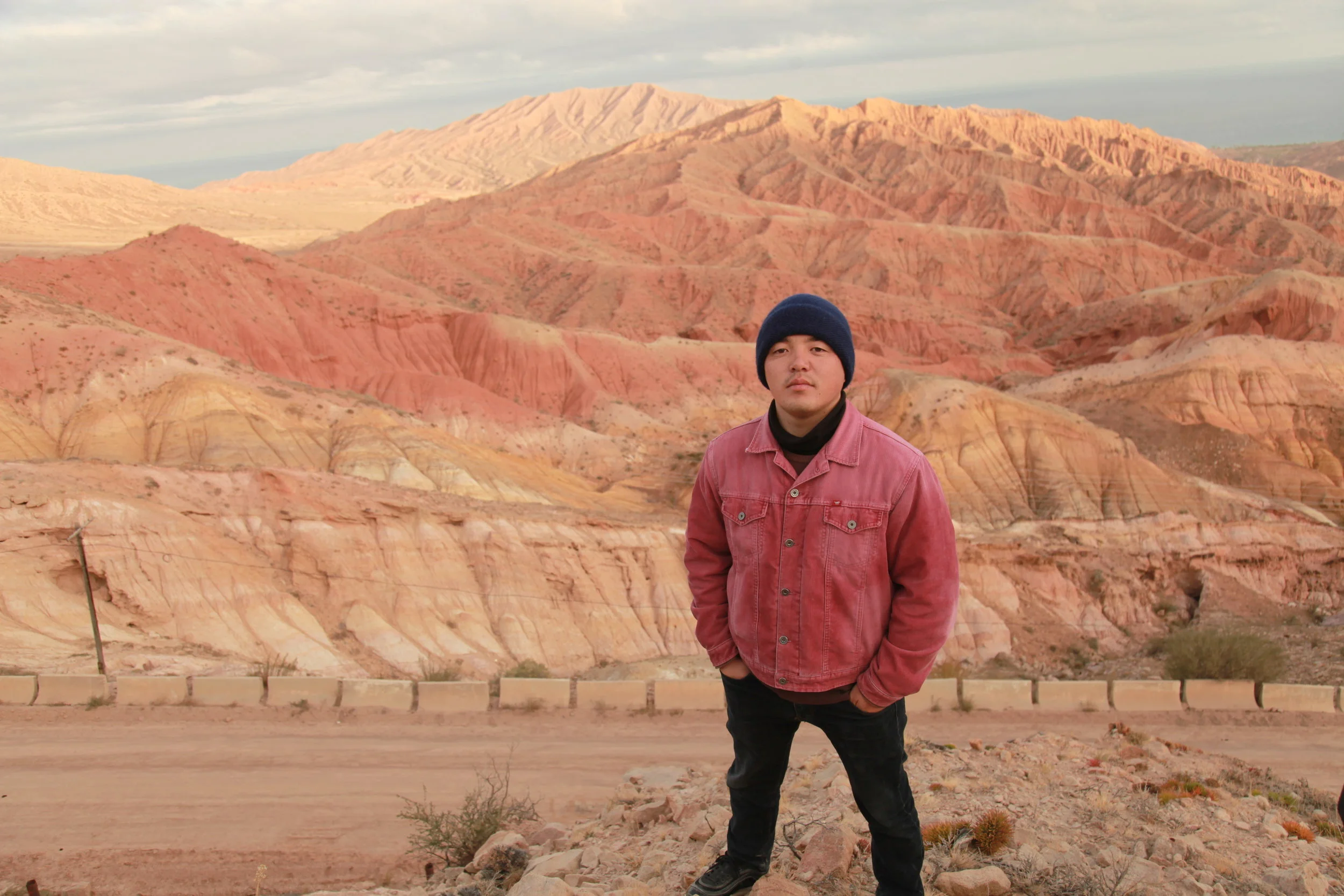 Production designer Kulchoro Shermatov and the stunning backdrop to “155,” in Kadji Say, a village near Lake Issyk-Kul in eastern Kyrgyzstan