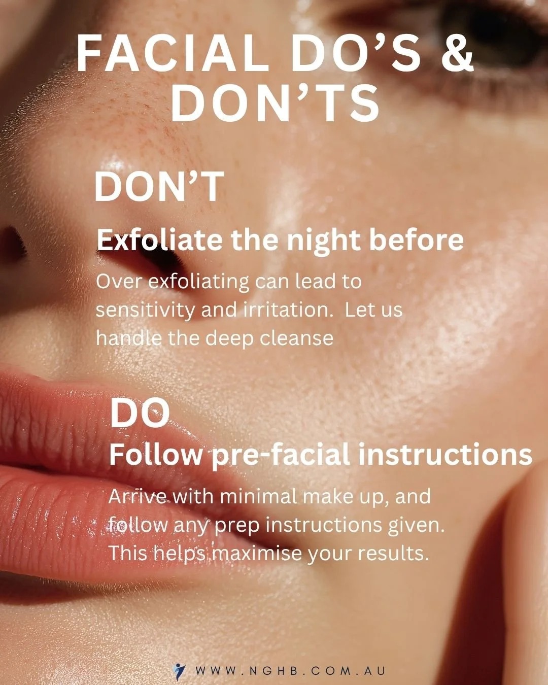 Get the most out of your treatments...watch out for more Do's and Don'ts!
-
-
-
#facial #skin #smoothskin #skinclinicbayside #skinclinicbeaumaris #prefacial #exfoliation #selfcare #metime #mumlife #sensitiveskin