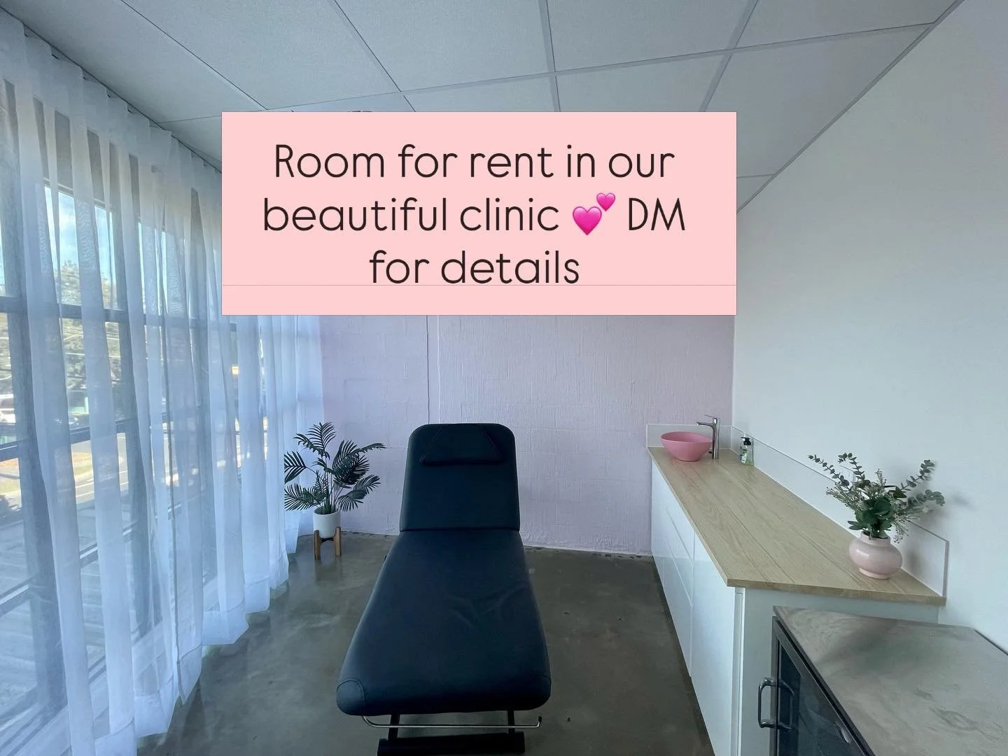An opportunity to build your business within a beautiful brand new clinic with the most amazing people 💕 if this sounds like a space you&rsquo;d like to be a part of DM me for details. Several days available. X Carly