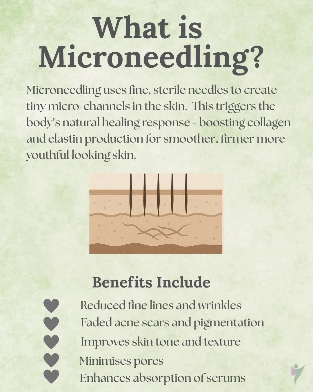 ✨ Skin rejuvenation from within ✨

Microneedling is one of our favourite treatments for improving overall skin health, texture and glow. By creating tiny micro-channels in the skin, it stimulates your body&rsquo;s natural collagen and elastin product