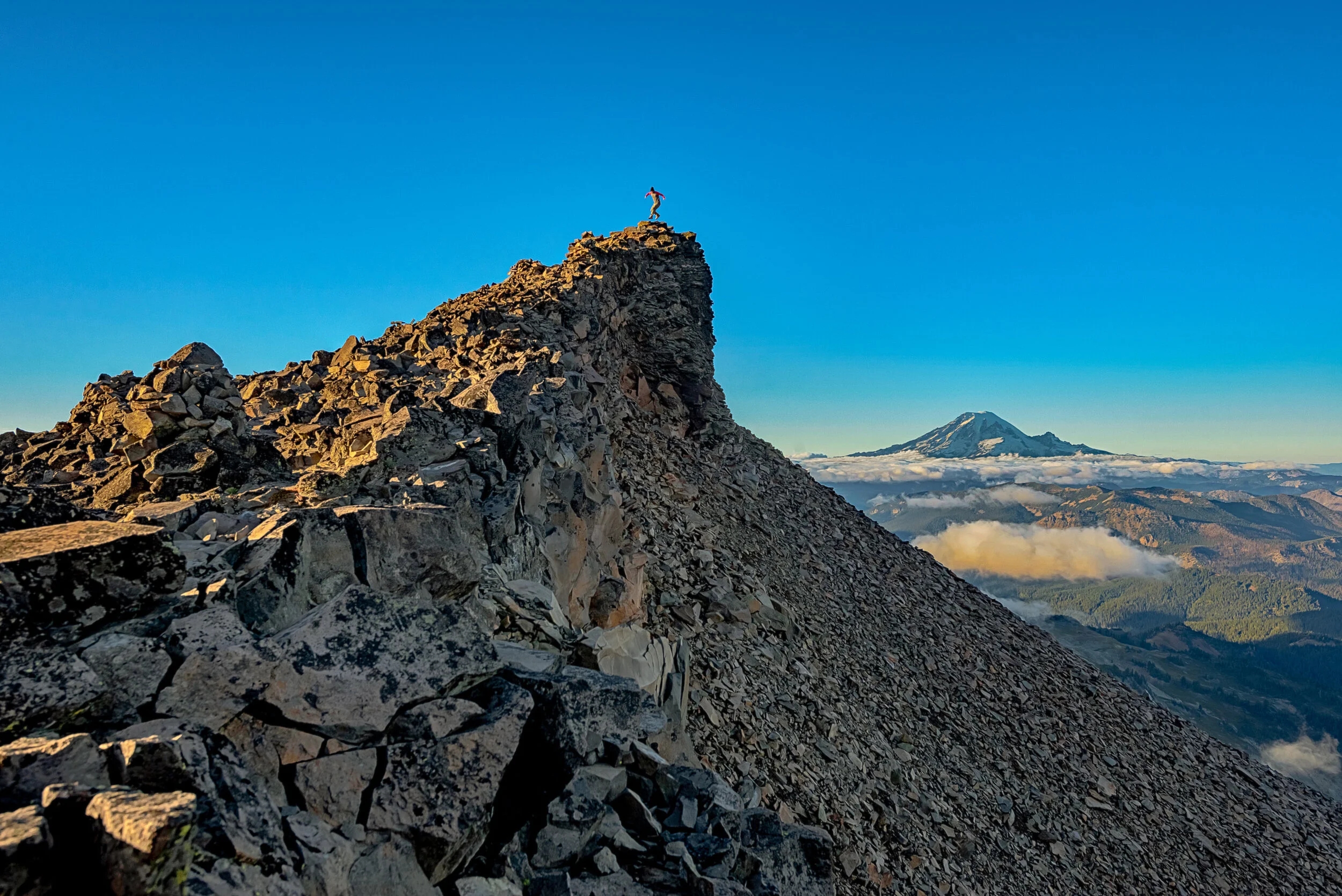 “1 minute and 9 seconds” (how long it took me to run between my camera and the peak)