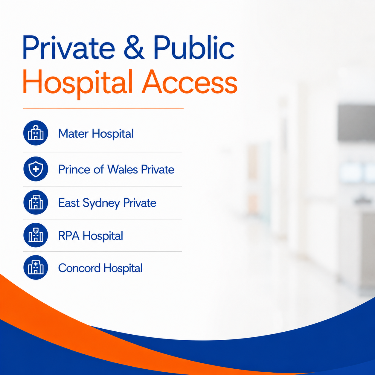 Dr David Joseph Private and Public Hospitals in Sydney. Mater Hospital, Prince of Wales Private Hospital, East Sydney Private Hospital, RPA Hospital and Concord Hospital