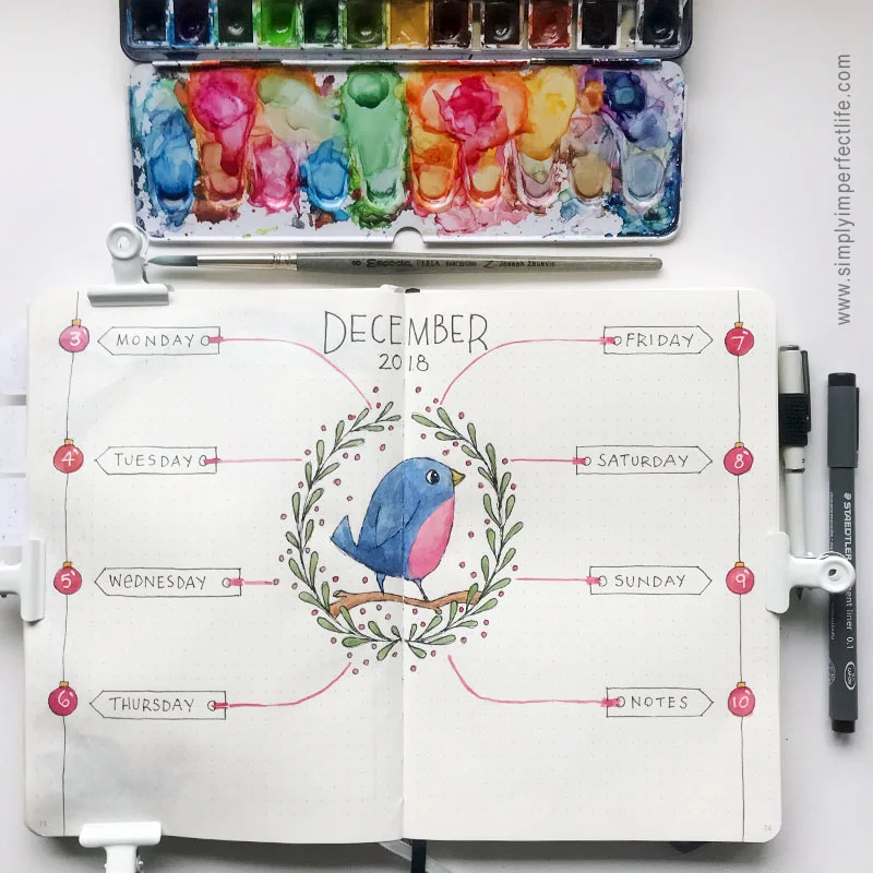 Bullet Journal: December 2018 week 1 spread by Mariana : Simply Imperfect Life