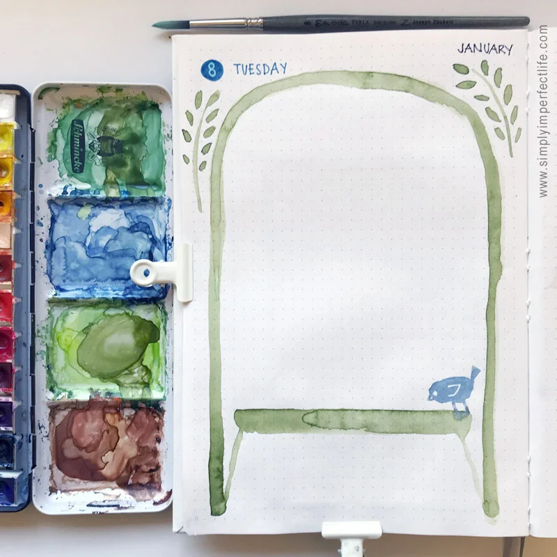 Bullet Journal: January 2019 daily spread by Mariana : www.simplyimperfectlife.com