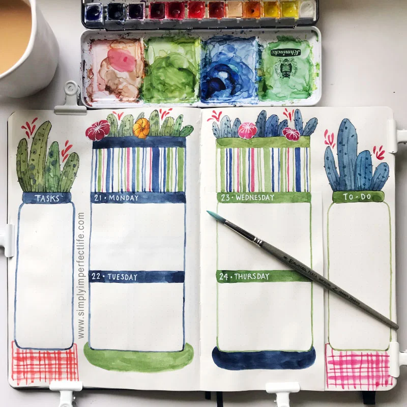 Bullet Journal: January 2019 week 4 dutch door spread by Mariana : www.simplyimperfectlife.com