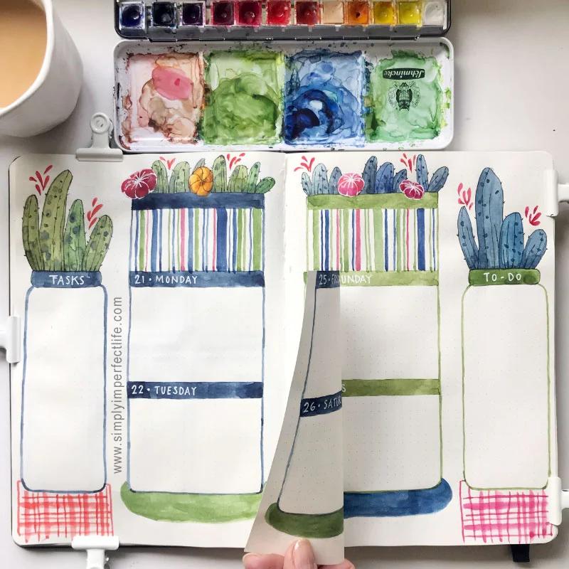 Bullet Journal: January 2019 week 4 dutch door spread by Mariana : www.simplyimperfectlife.com