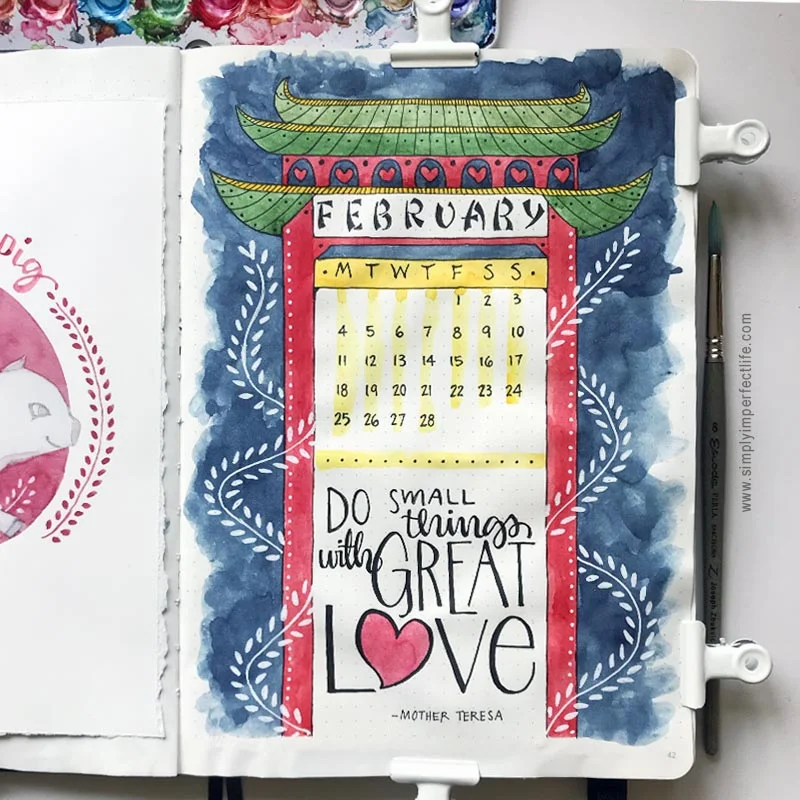 Bullet Journal: February 2019 cover by Mariana : www.simplyimperfectlife.com