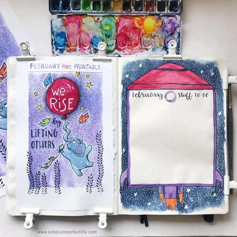 Bullet Journal: February 2019 TO-DO and free printable for newsletter subscribers, by Mariana : www.simplyimperfectlife.com