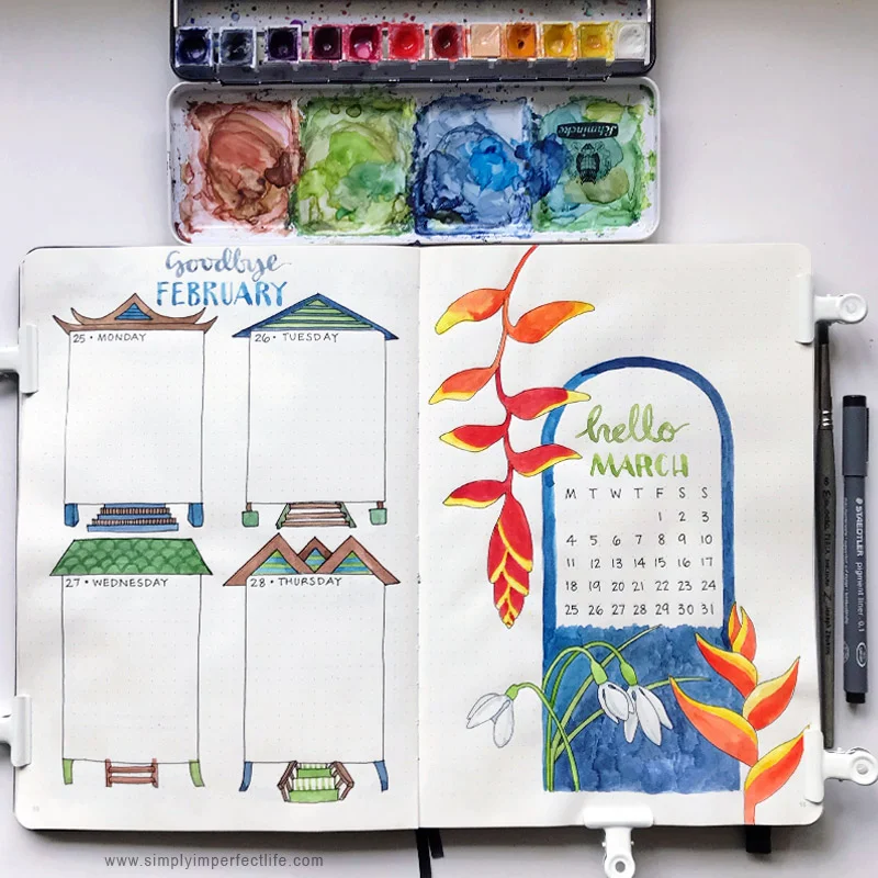 Bullet Journal: Goodbye February 2019 by Mariana : www.simplyimperfectlife.com