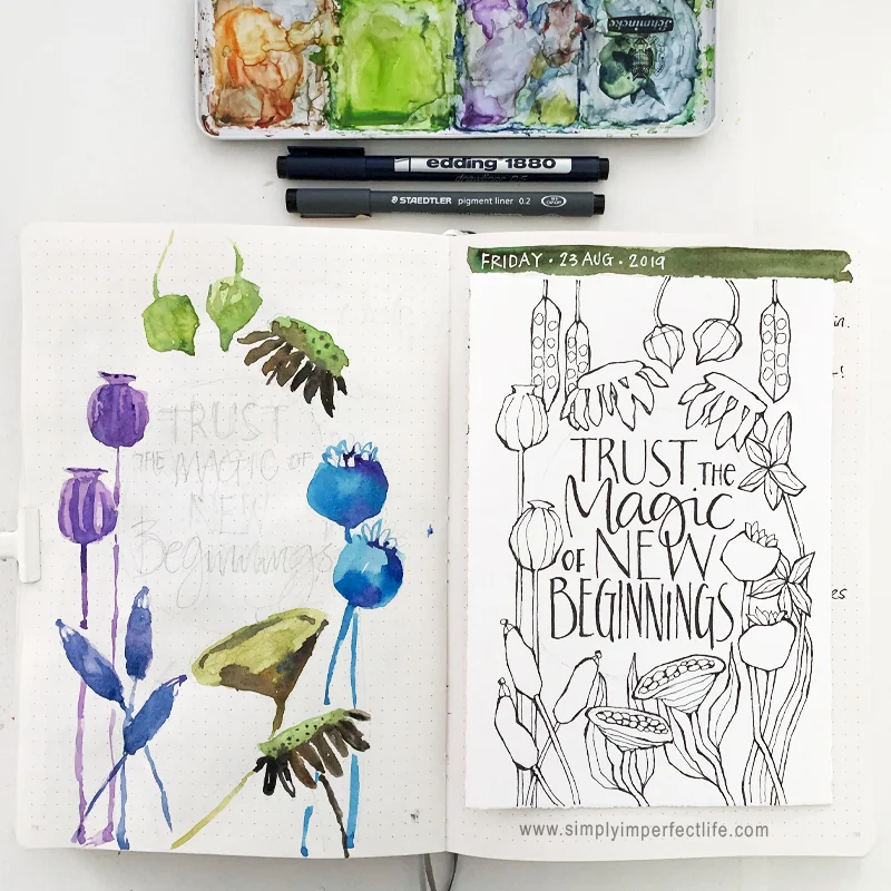 September 2019 bullet journal prep sketches by Mariana at www.simplyimperfectlife.com
