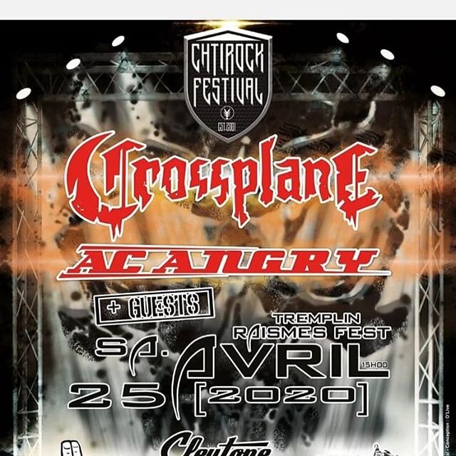 #frenchrockers, we&lsquo;re coming your way!🤟🔥🇫🇷🇫🇷 We&rsquo;re playing Chtirock Festival on April 25!
#festival #rockfestival #acangry #hardrockers #rockers #metalrockers #chtirock #barlin #raismesfest #northernfrance #tremplin