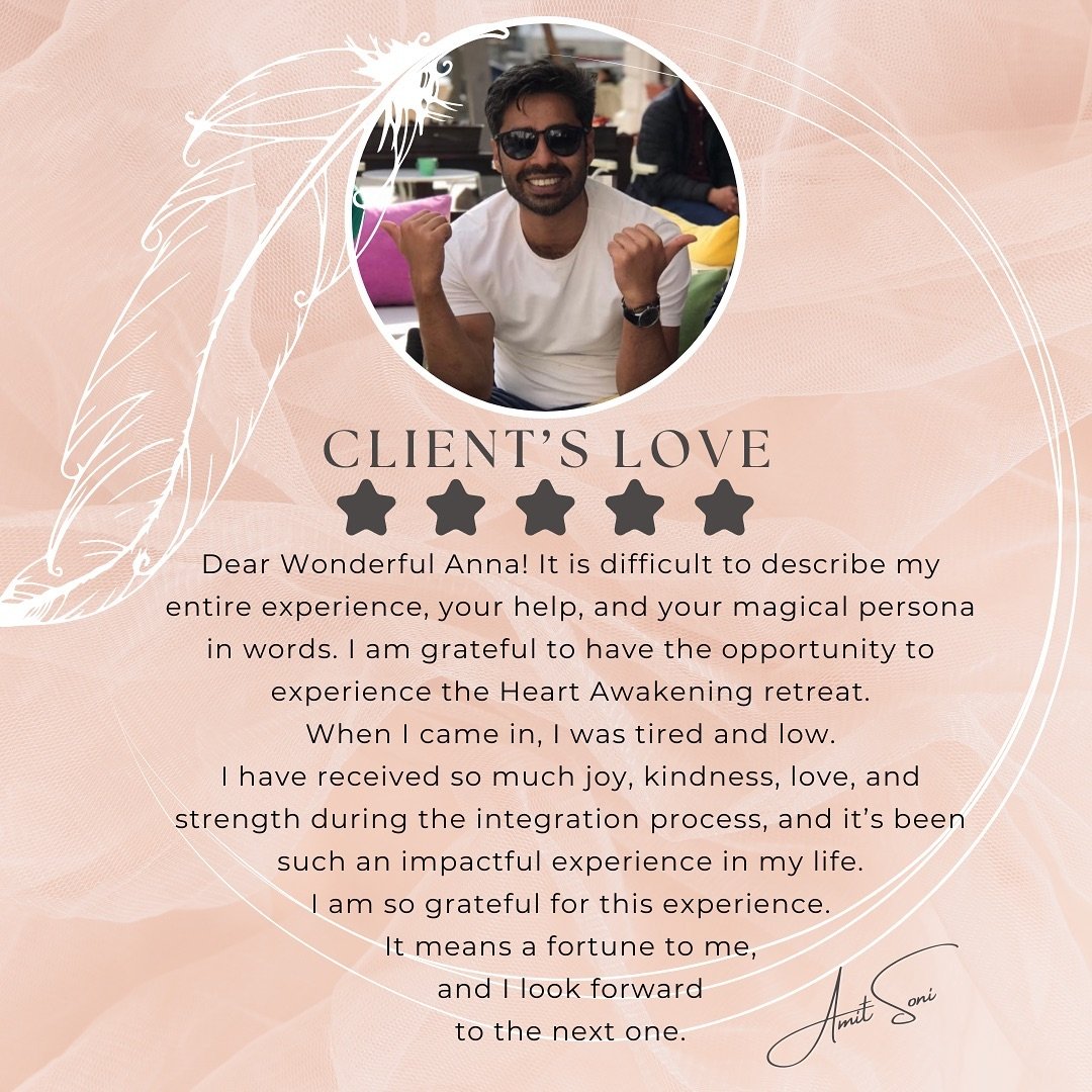 💜𝐂𝐥𝐢𝐞𝐧𝐭𝐬 𝐥𝐨𝐯𝐞 💜

From a kind, awakened and sensitive man and human soul, &nbsp;@amithkhr ✨

⭐️⭐️⭐️⭐️⭐️

Feeling the love from the incredible human souls I work with fills my heart with joy, gratitude, and fulfilment, reminding me of my p