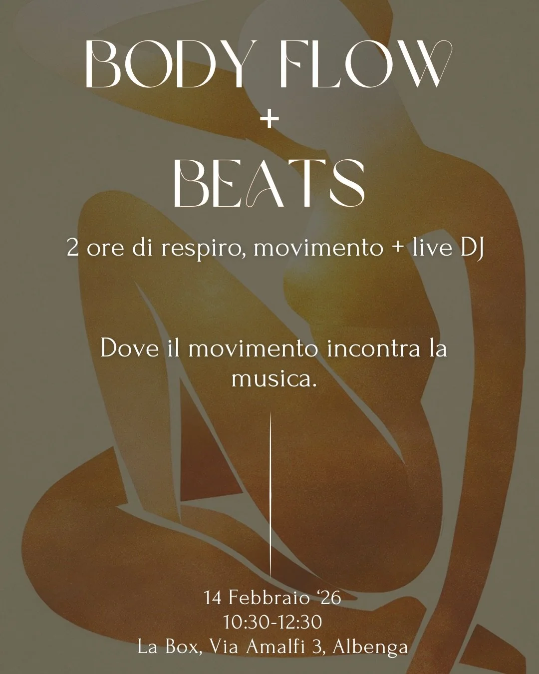 Body Flow &amp; Beats - I AM YOU, Albenga, Italia
Sabato 14.02.26 
10.30 - 12.30 

Qualcosa di silenzioso e potente sta accadendo in tutto il mondo.
In citt&agrave; e villaggi, nei parchi e nei salotti, attorno a un fuoco o sotto il cielo aperto, le 