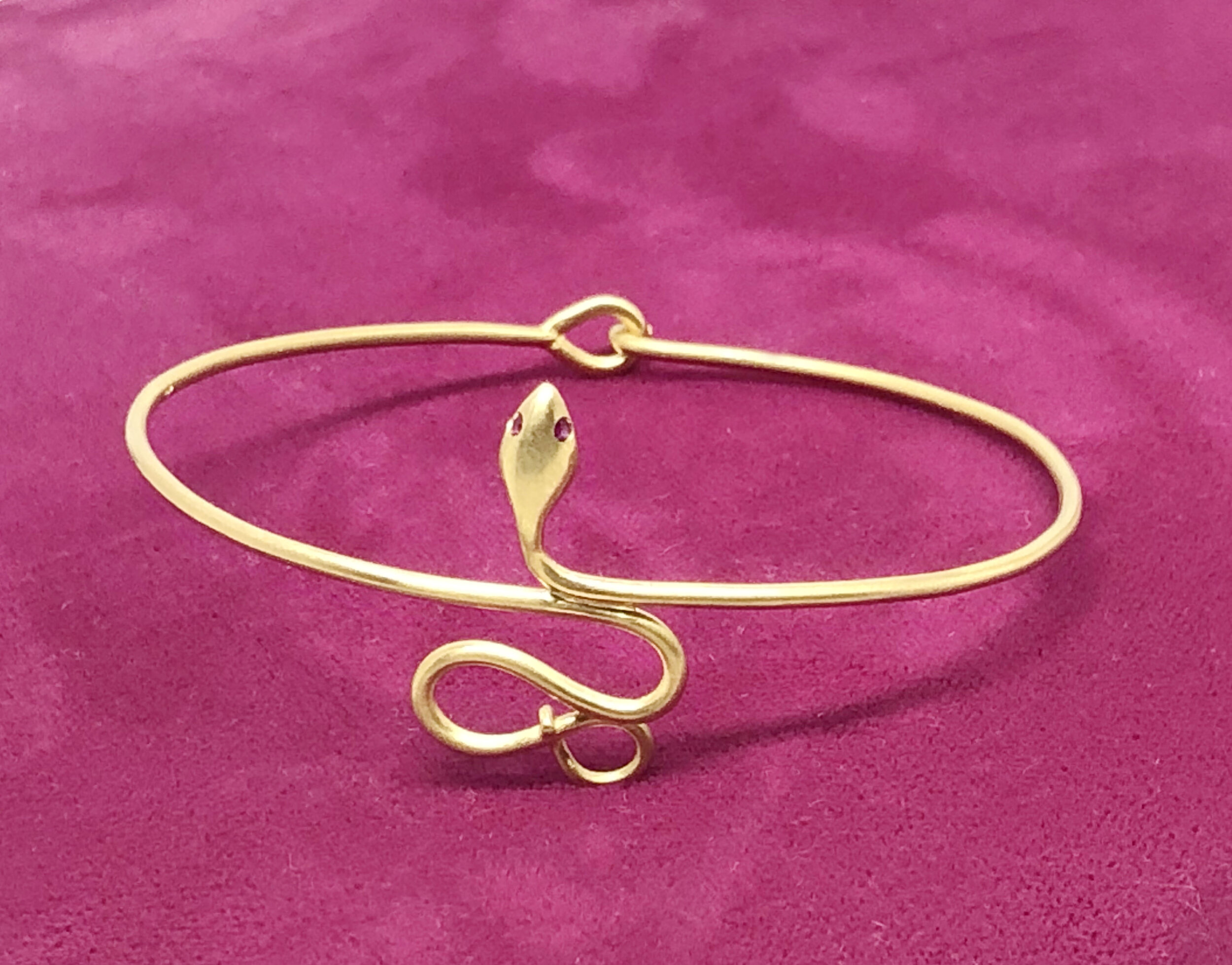 Snake Bracelet with Ruby Eyes 18k Gold