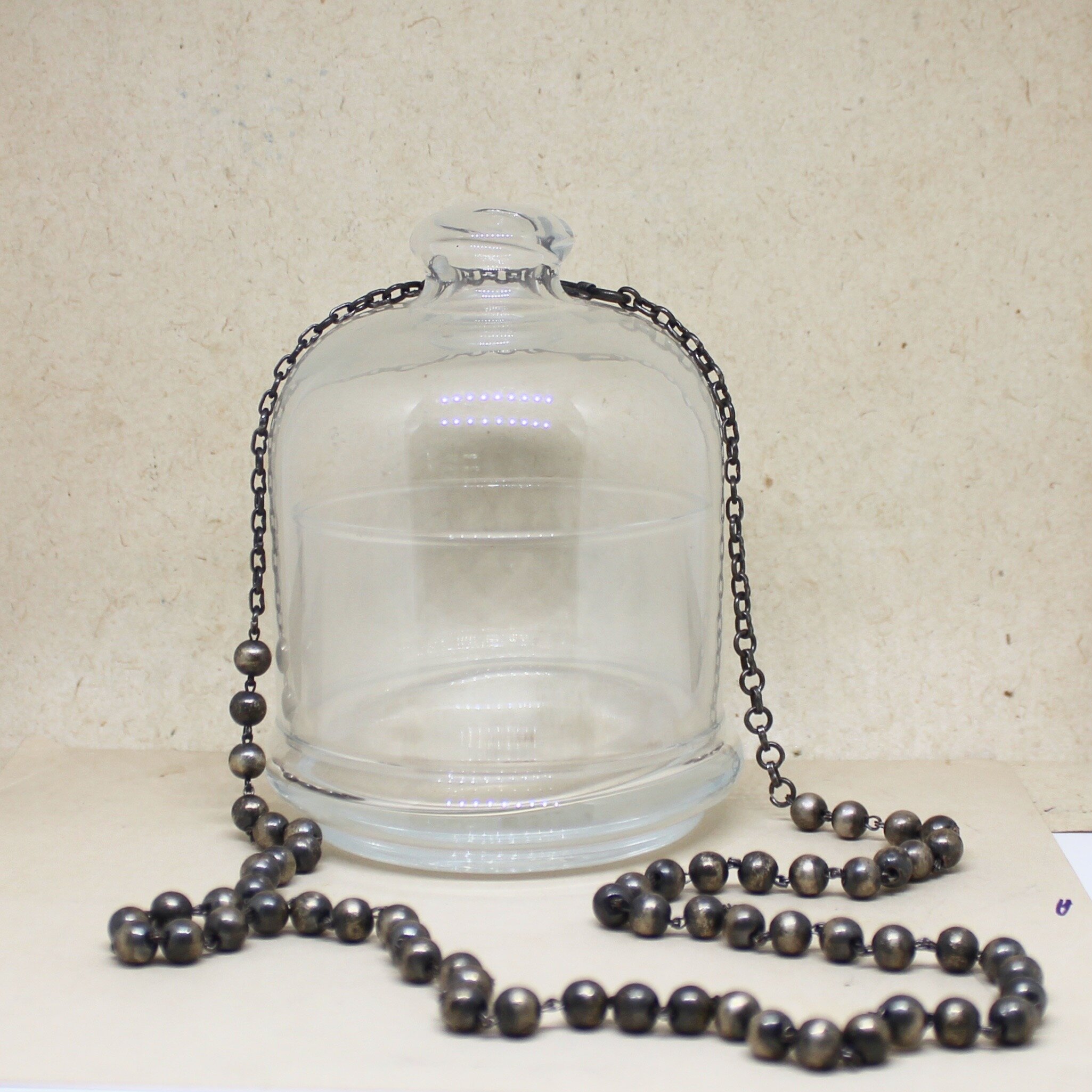 Oxidized silver link ball chain long necklace