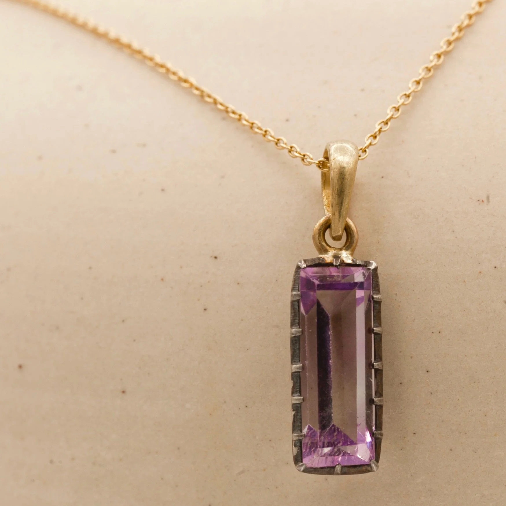 Pale Purple Amethyst Baguette Pendant