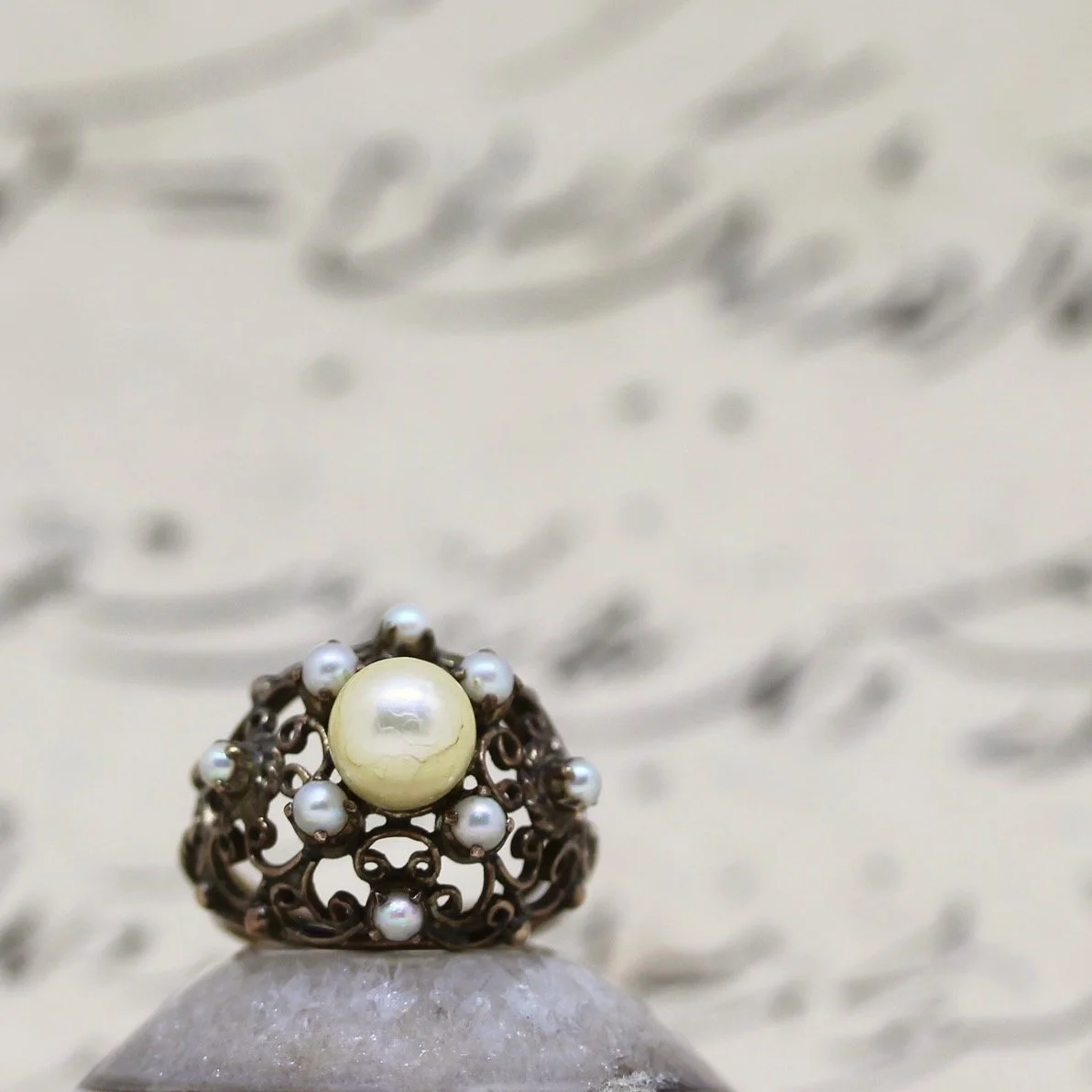 Old Basra Pearl Dome Ring