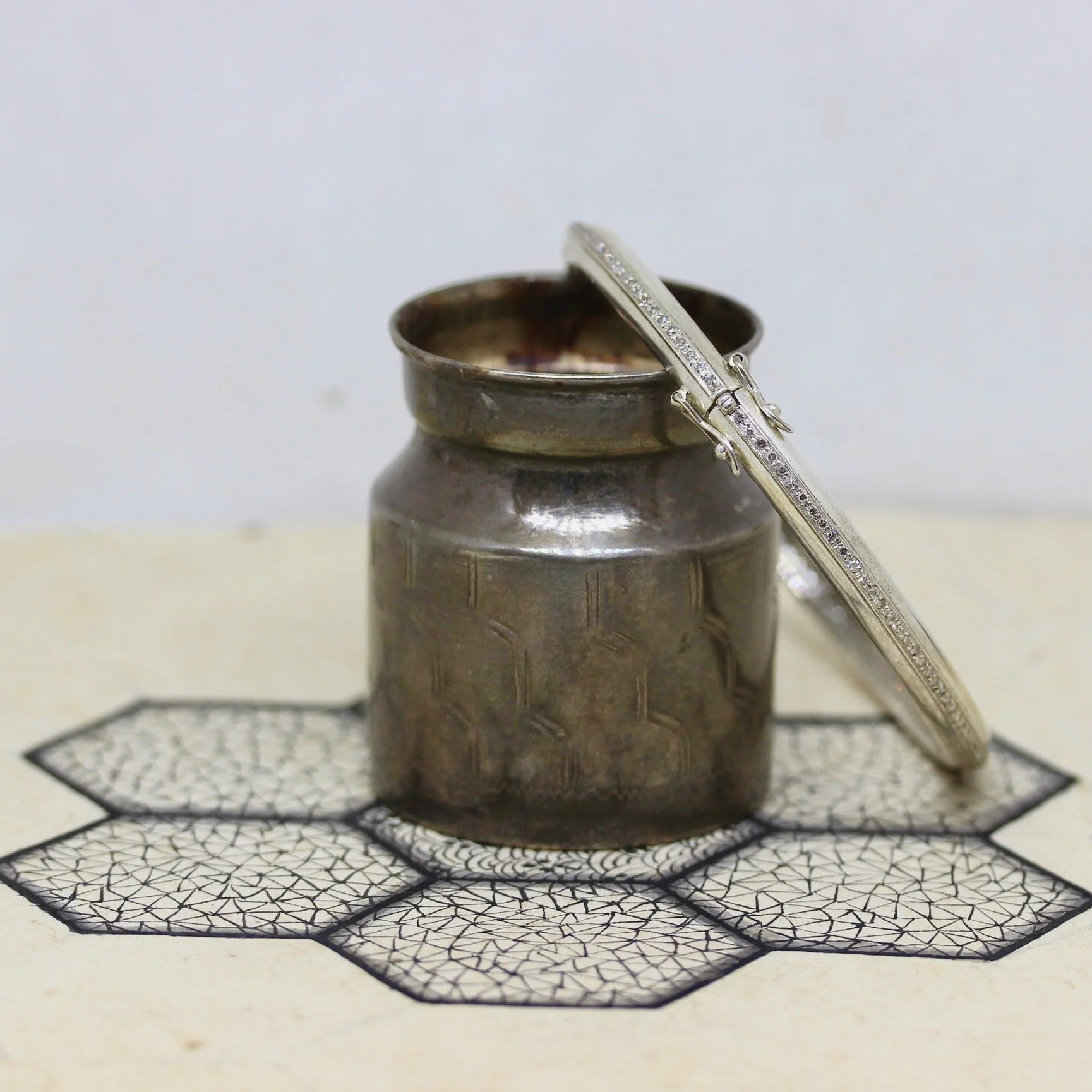 Diamond & Sterling Silver Clasped Eternity Bangle