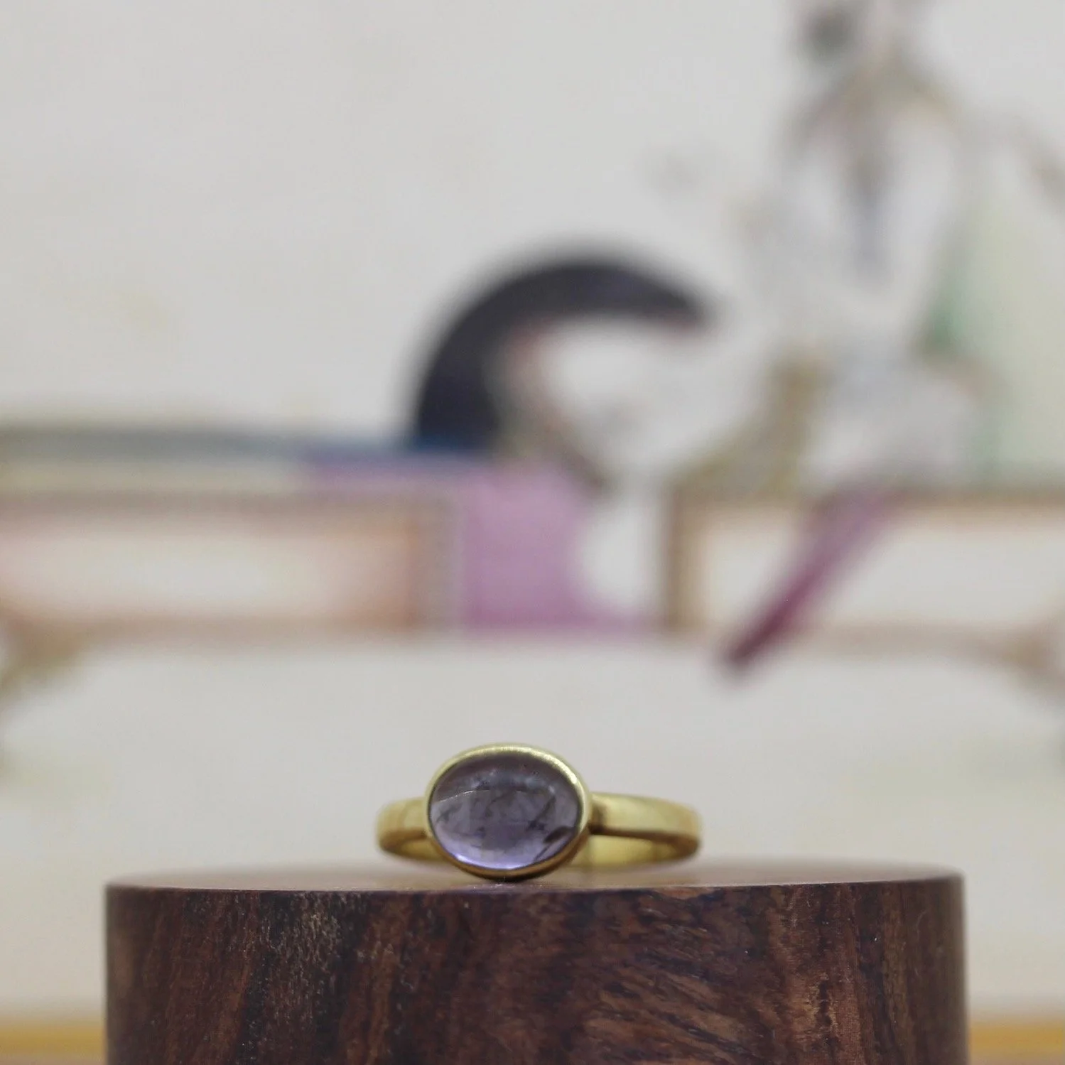 Iolite Cabochon Horizon Set Ring