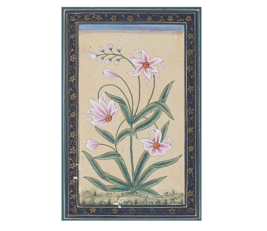 Green border pink floral