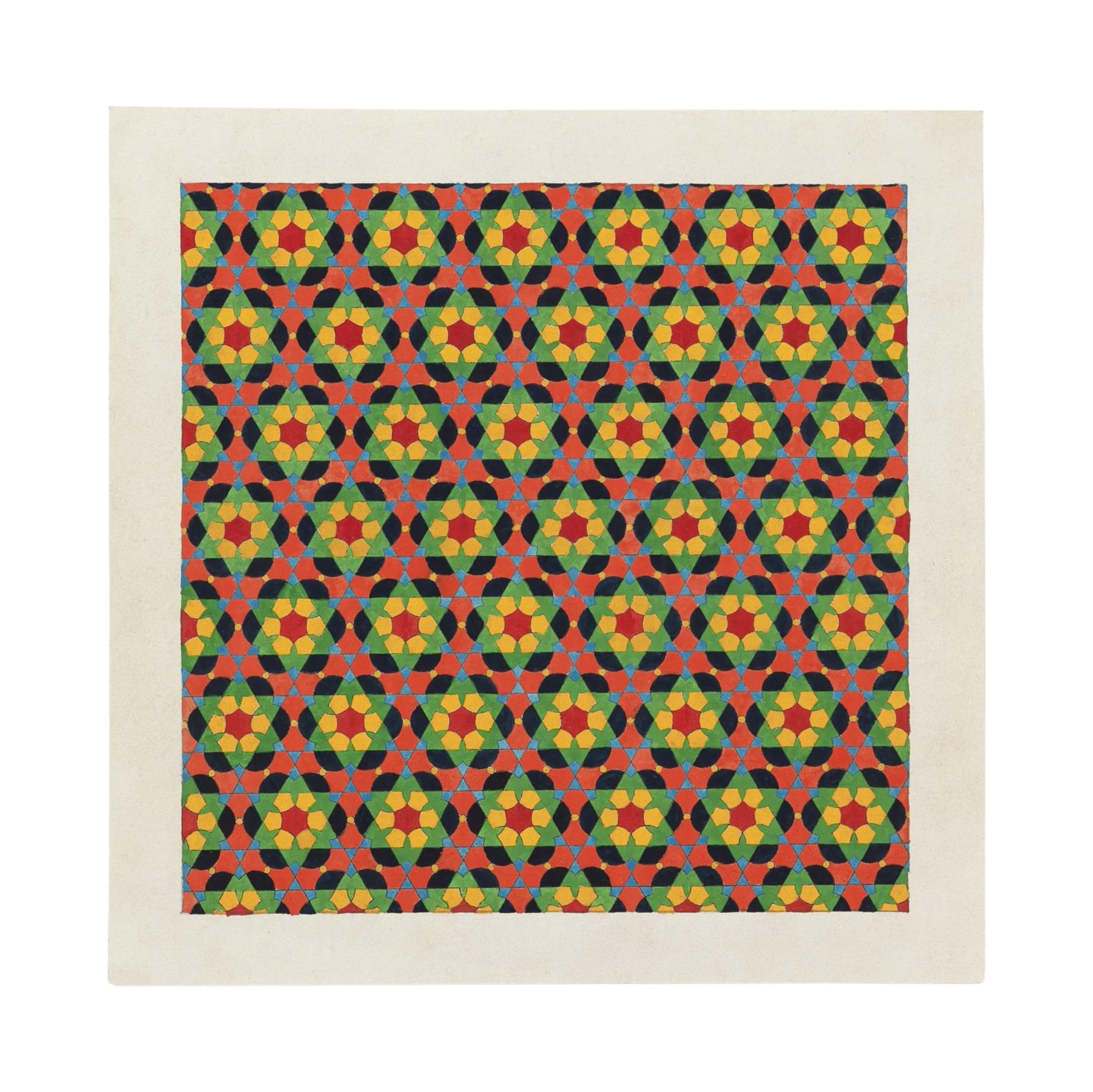 Coral Ground Geometric Color Pattern