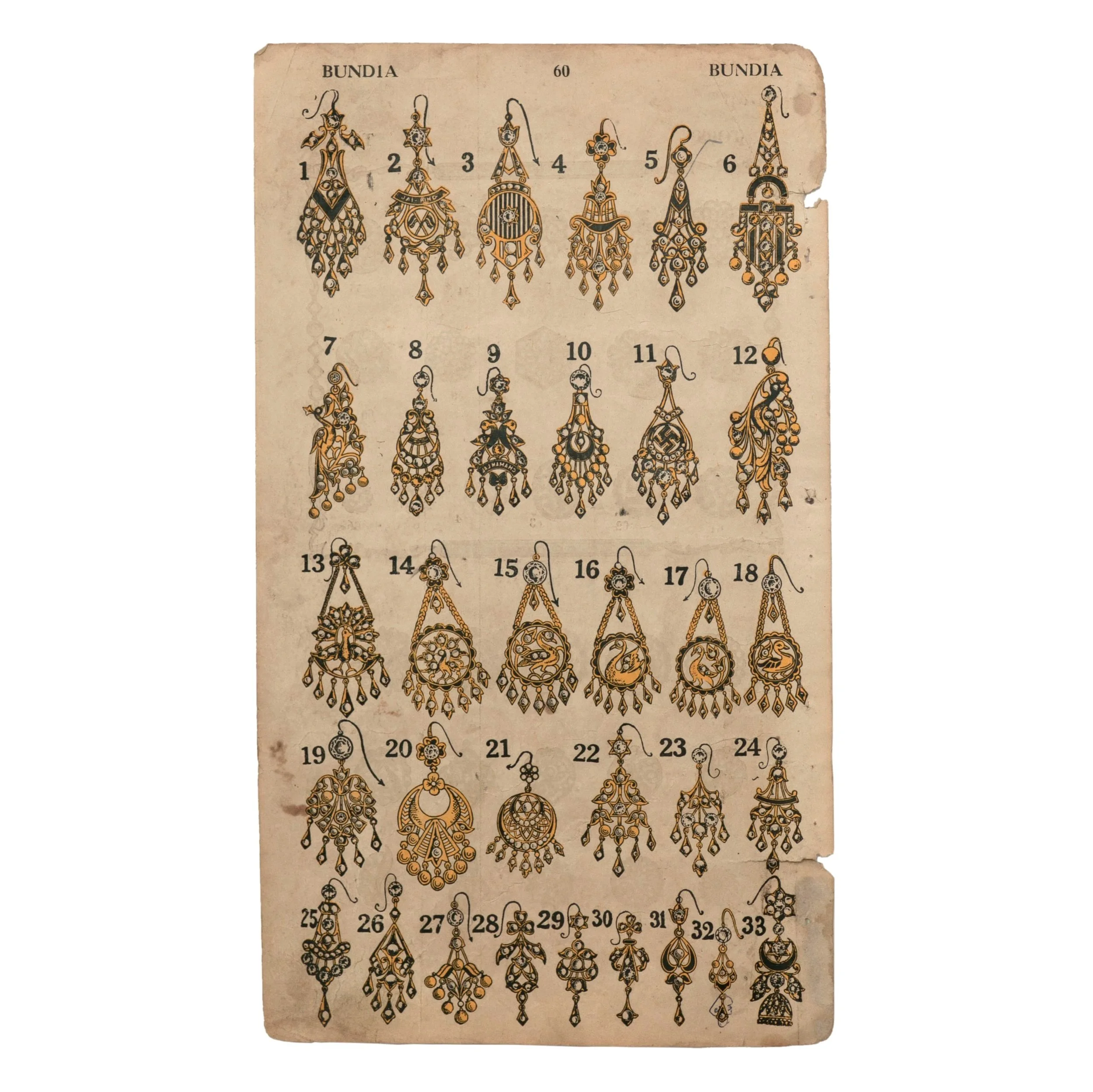 Vintage Indian Jewelry Blush & Gold Assorted Earring Print