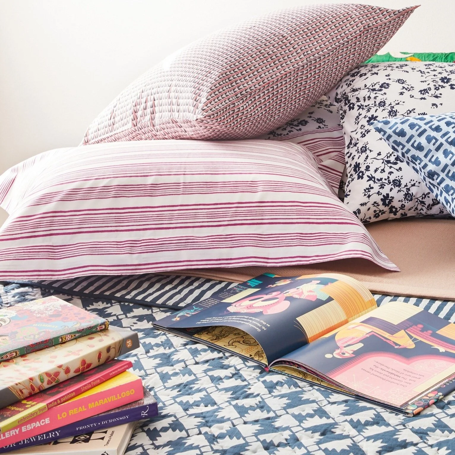 Raspberry Stripe Duvet and Sheeting