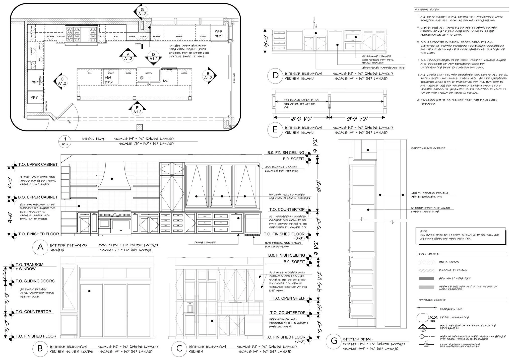 Kitchen Permit Drawings | Designed by Kelly Fridline Design| Rendered & Drafted by Kelly Fridline Design using Chief Architect X10