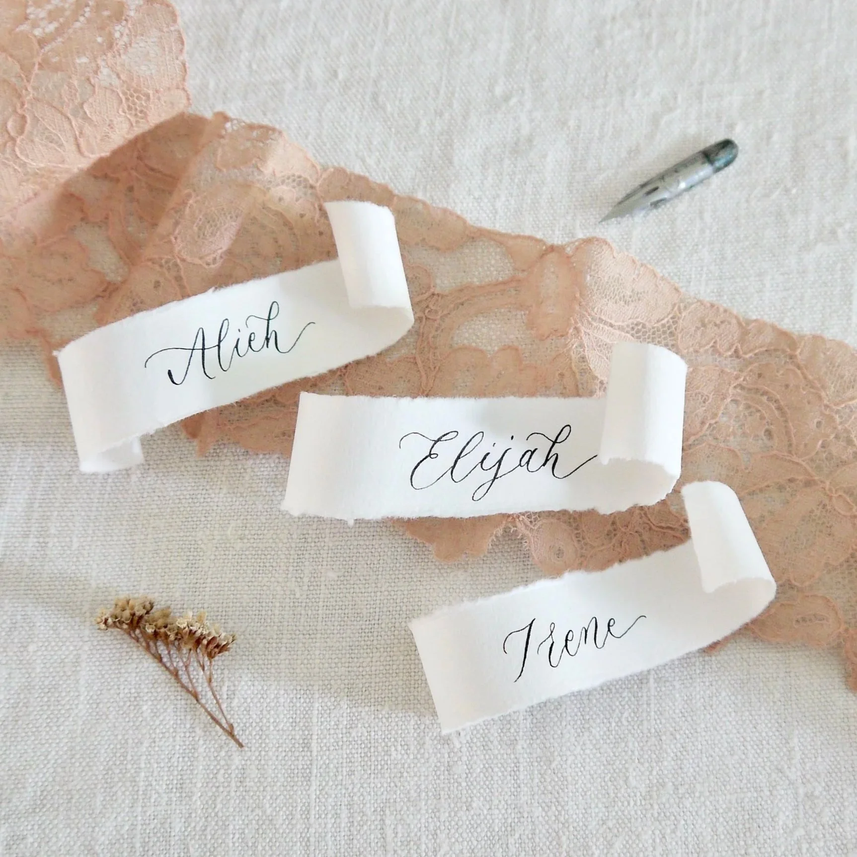Calligraphy Name Scrolls – Handwritten Place Cards for Weddings & Special Events