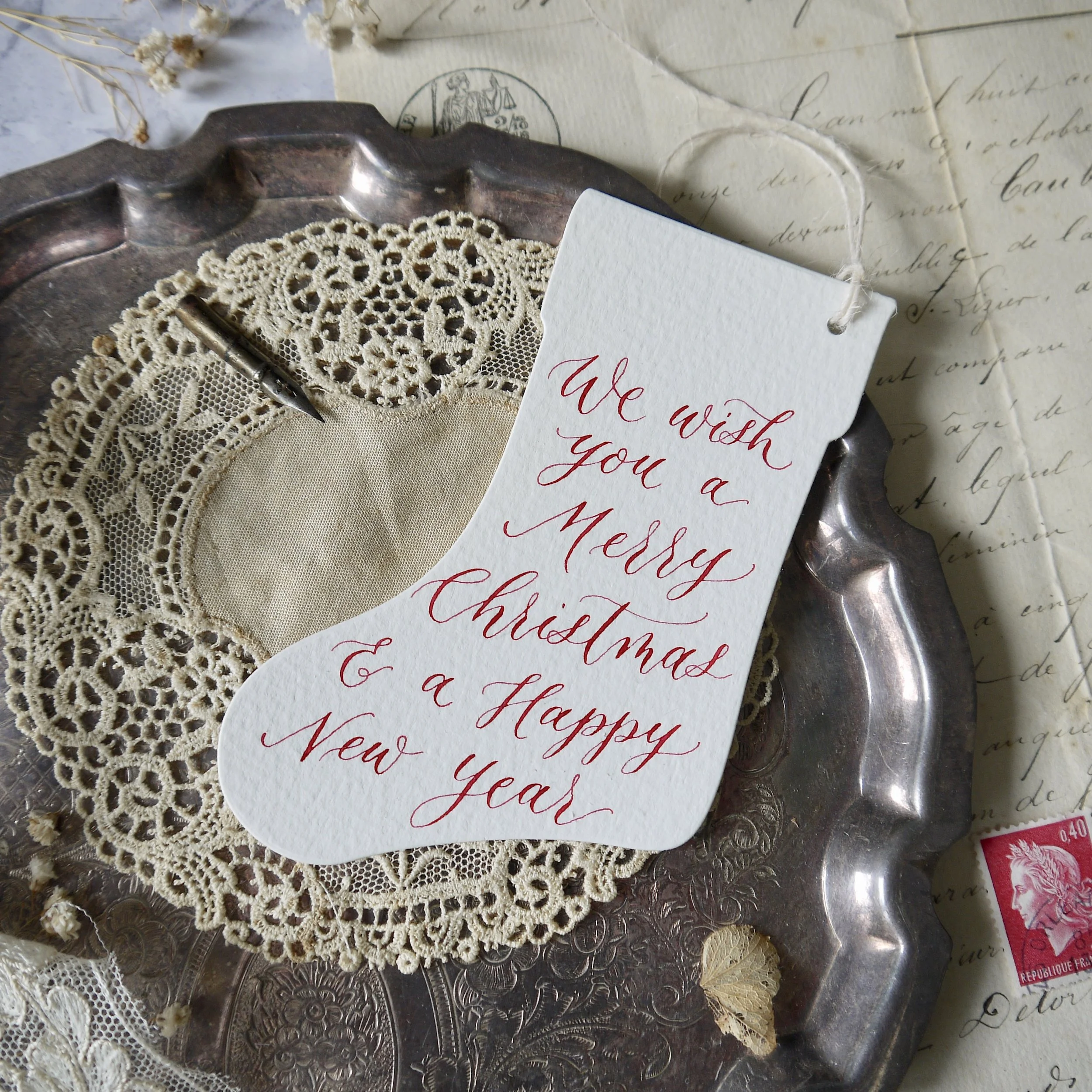 Large Calligraphy Stocking Tags & Place Cards