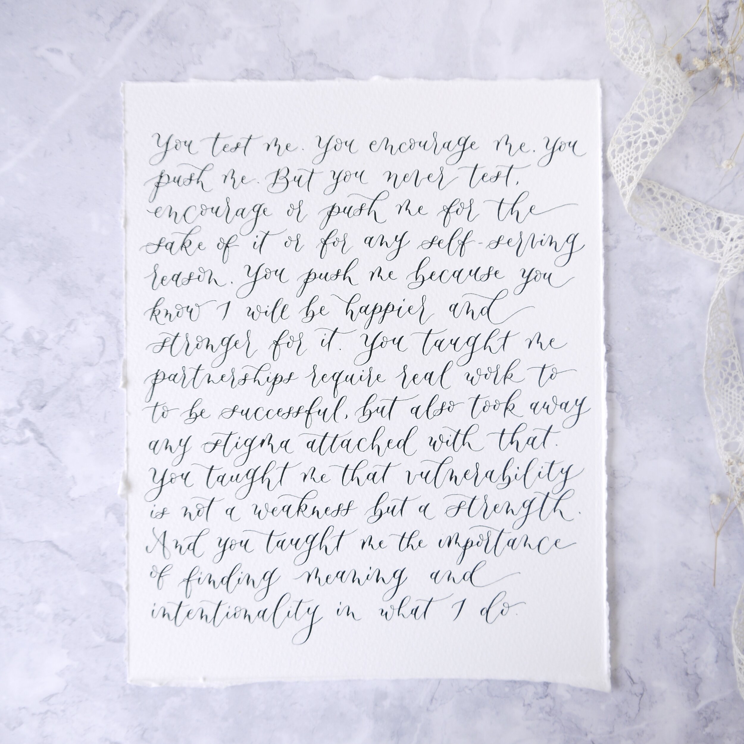 Wedding Vows Vintage Letter Writing Style Handwritten Classic Calligraphy Custom Art