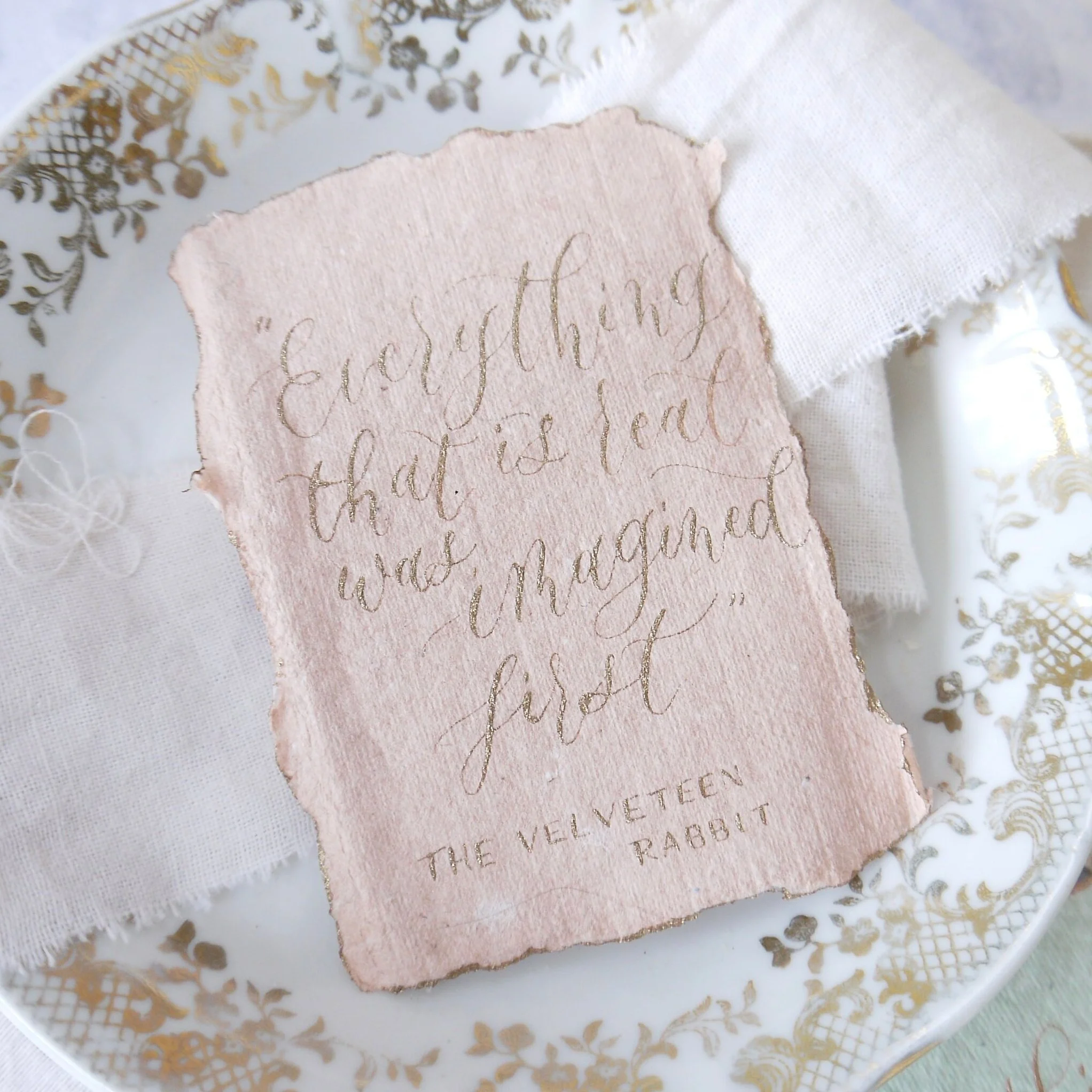 Velveteen Rabbit Calligraphy Quote – Handmade Paper Mini Artwork