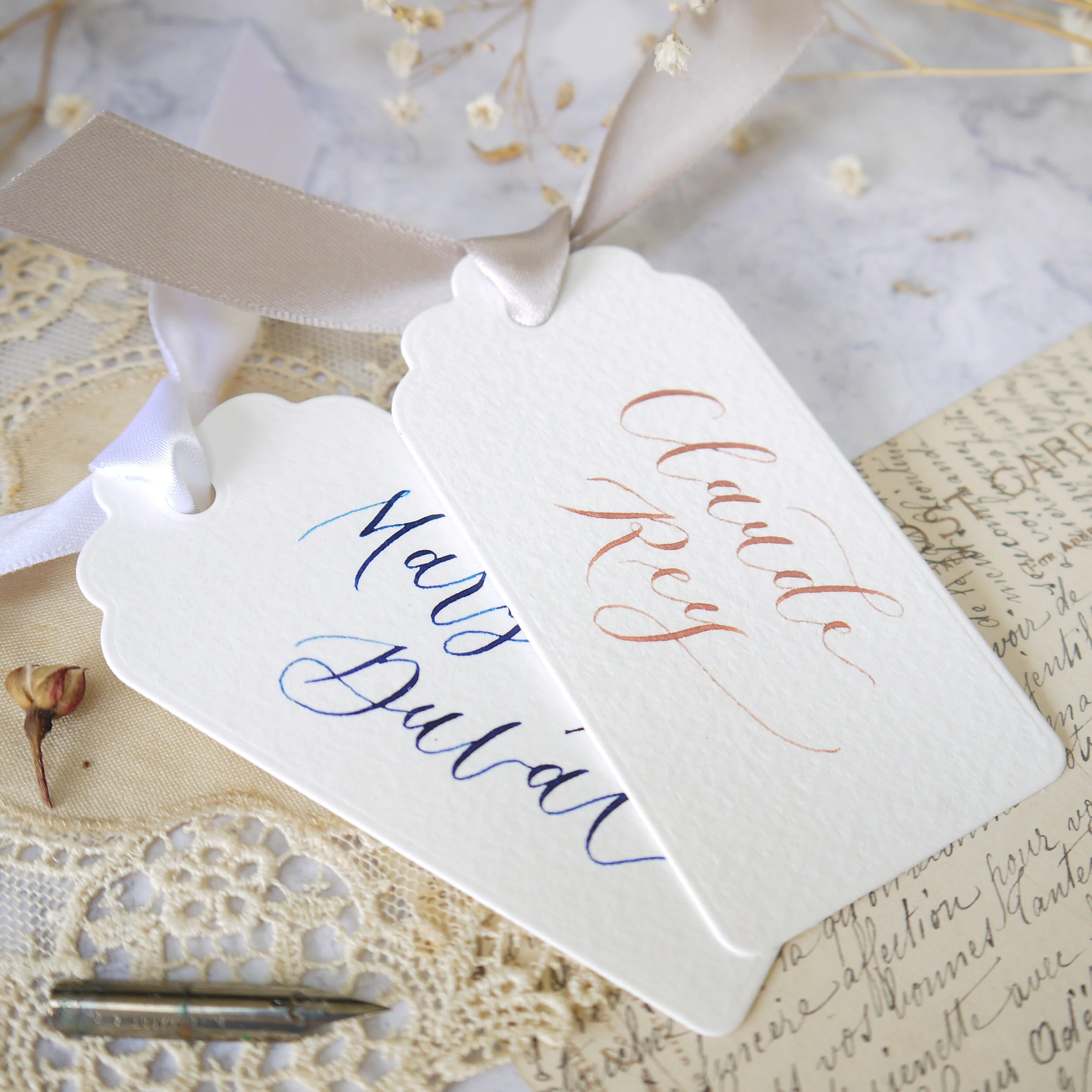 calligraphy gift tags for wedding favours