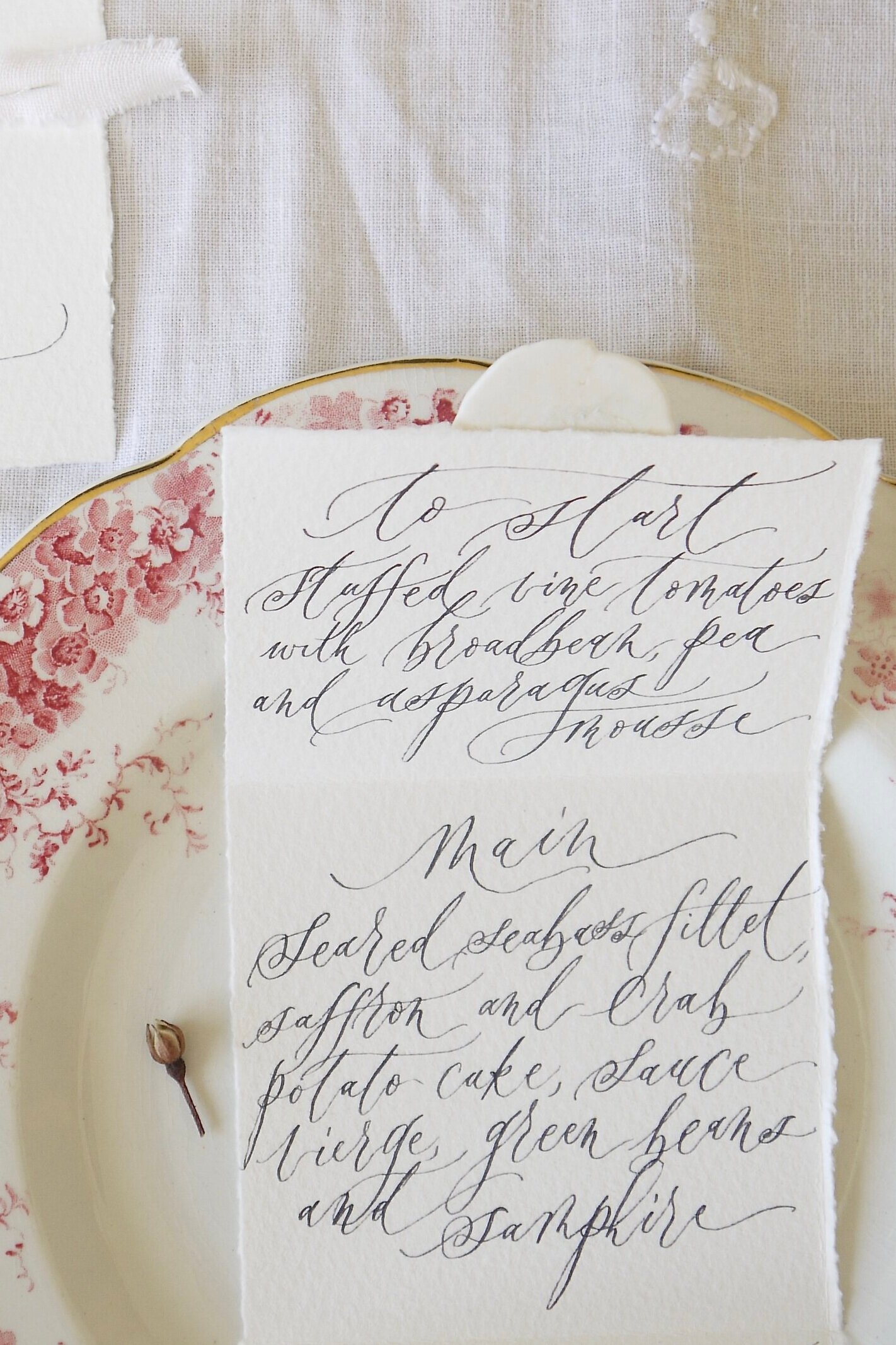 Handwritten Wedding Menu