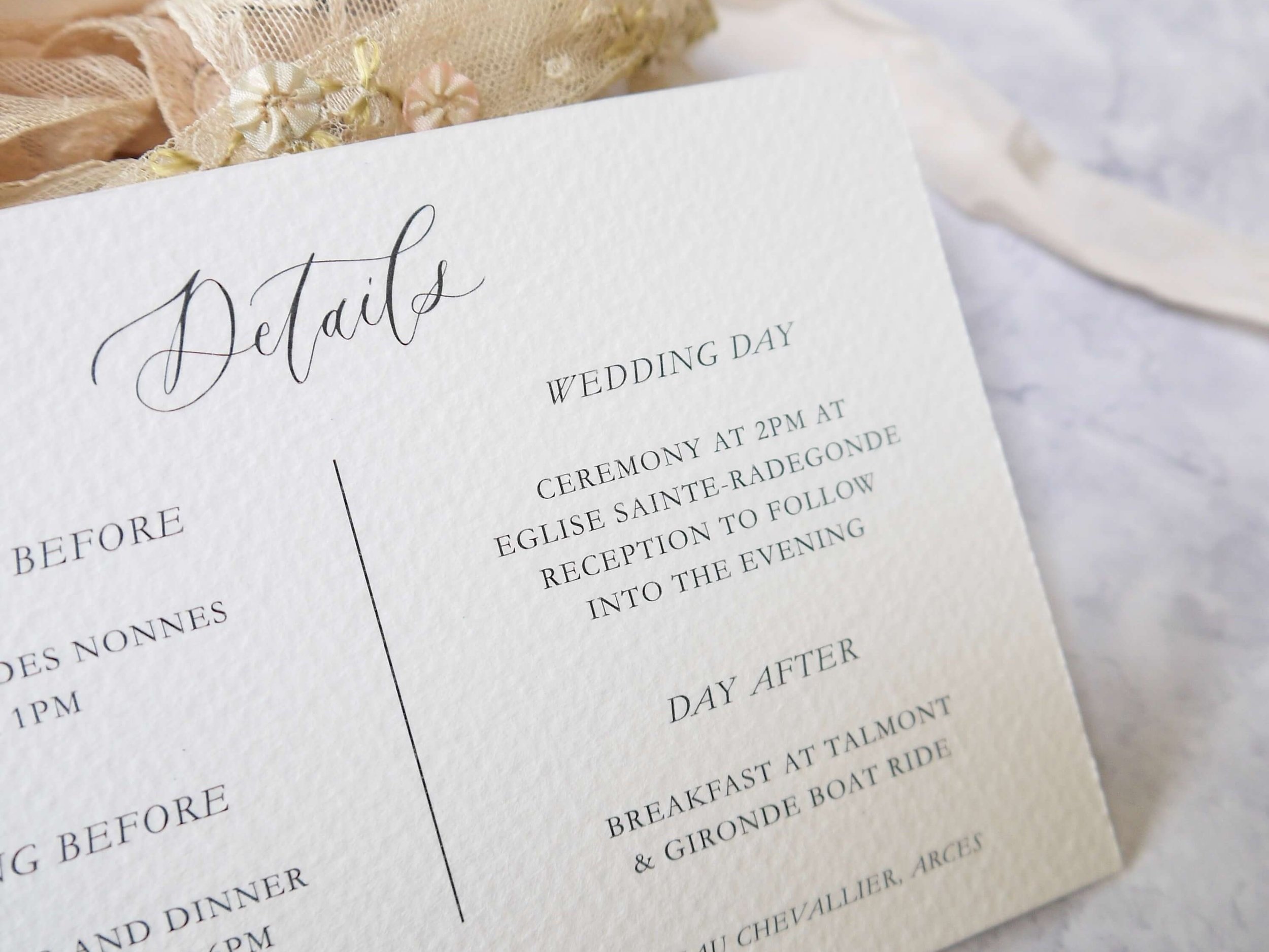 Printed wedding invitation set