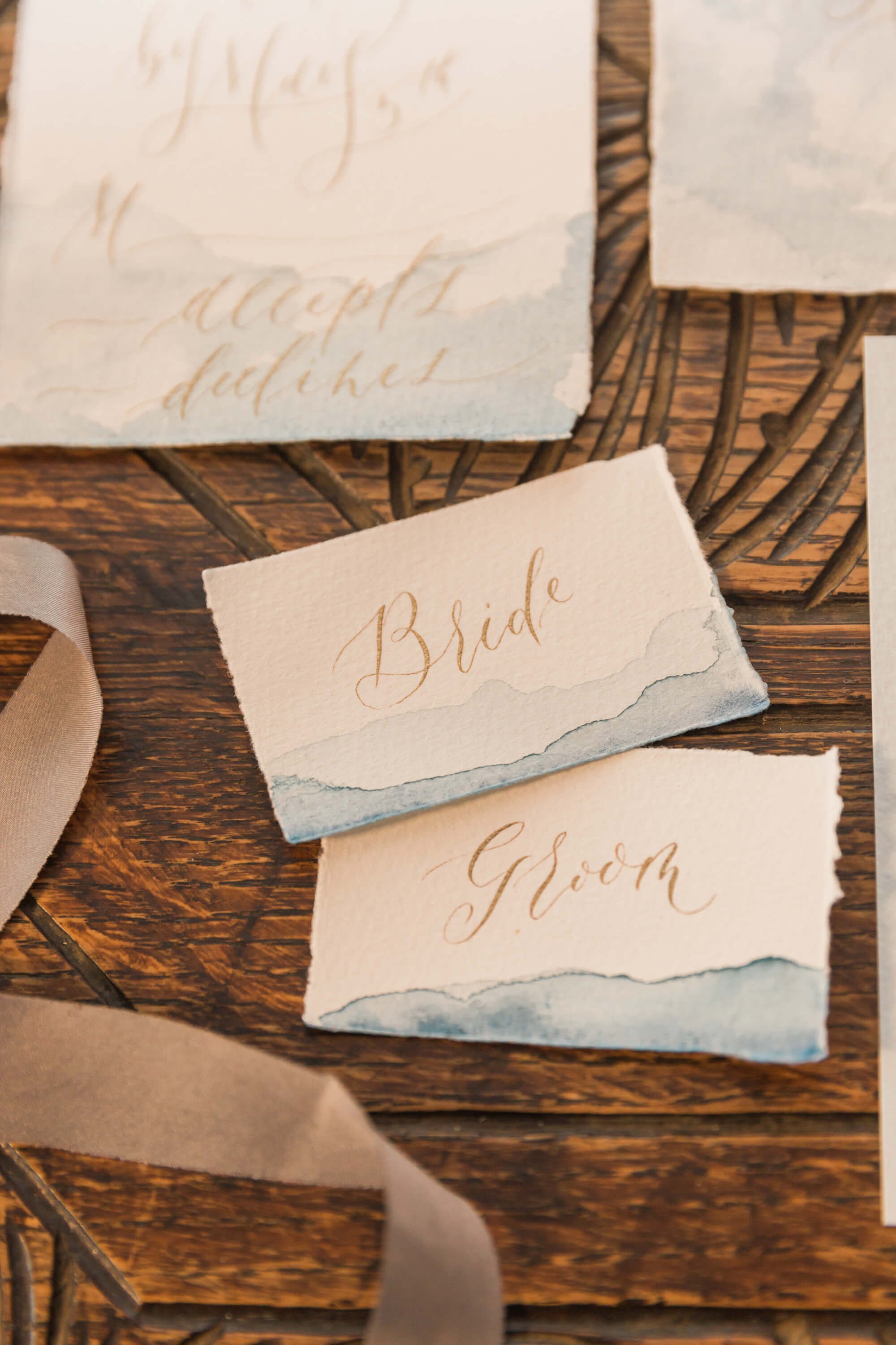 Calligraphy and watercolour place cards