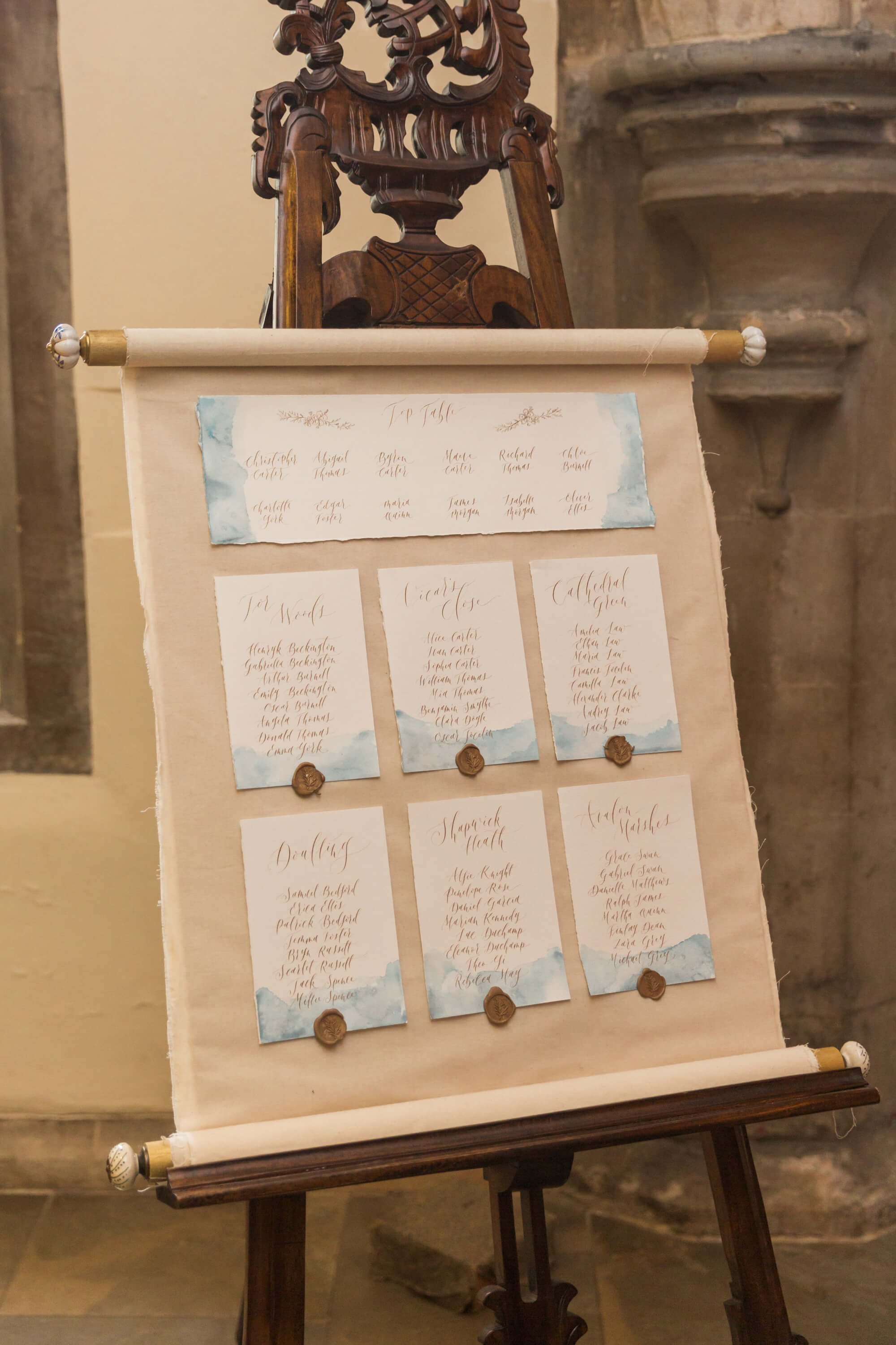Calligraphy seating chart