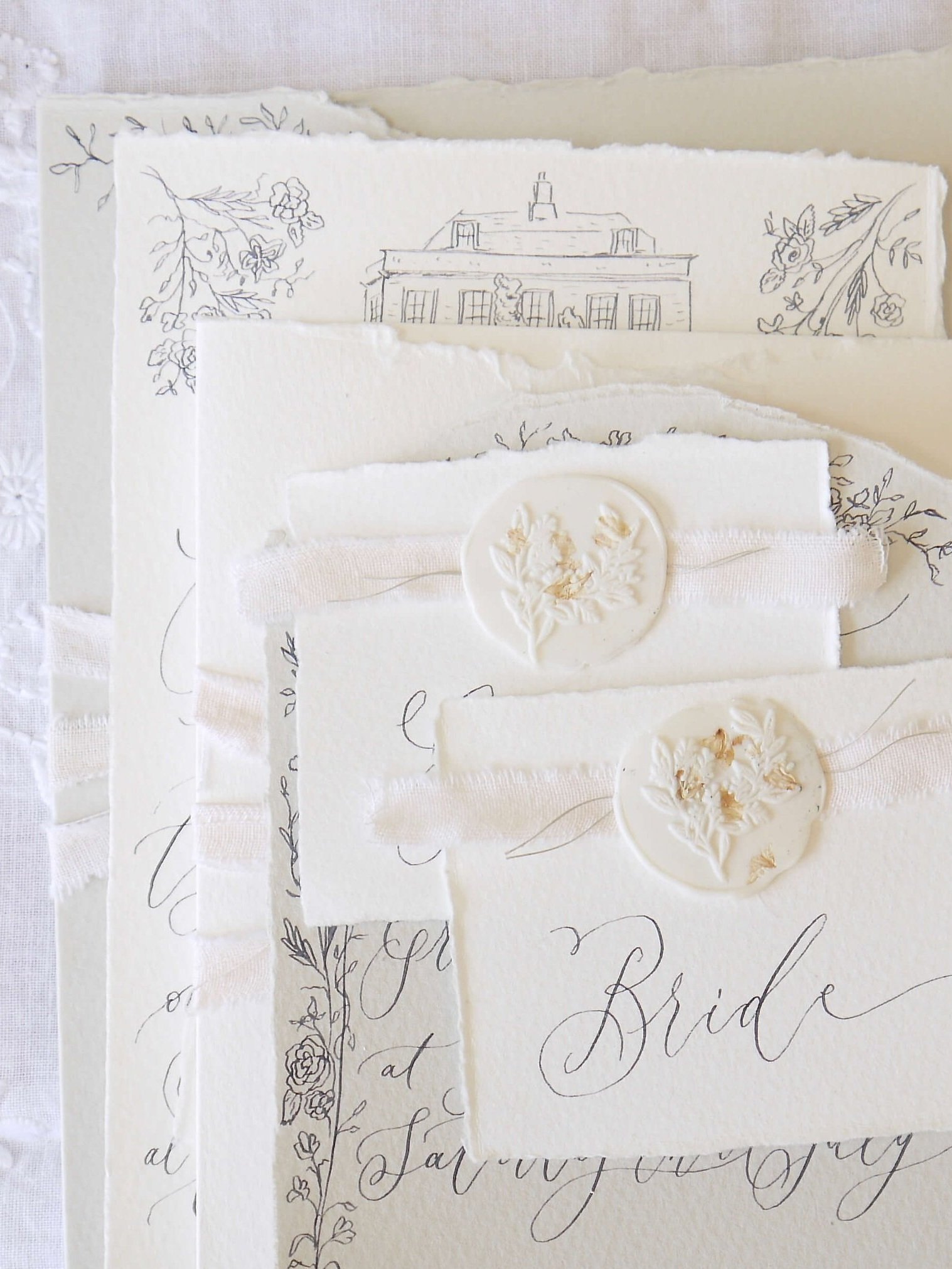 Beautiful calligraphy wedding stationery